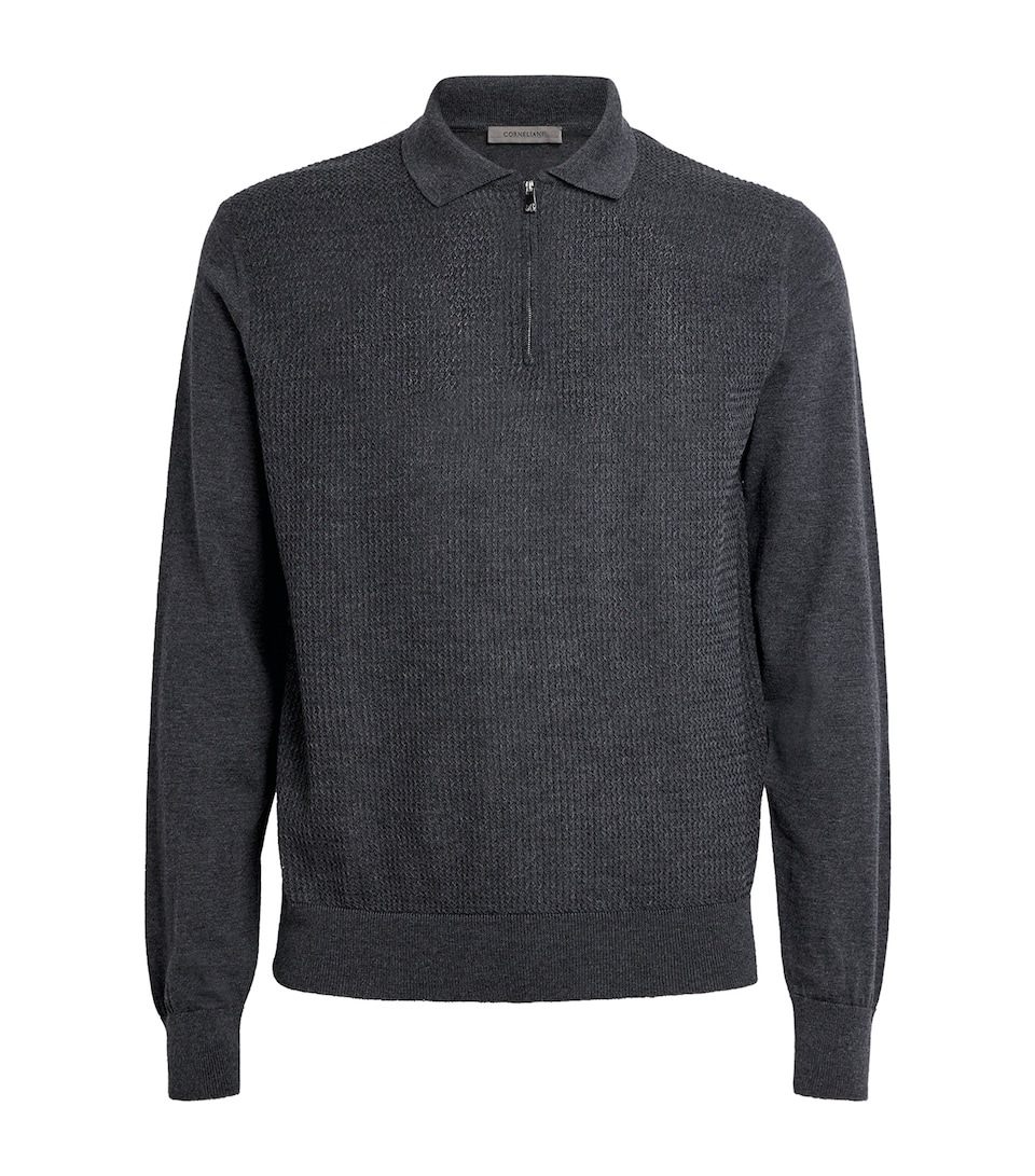 Virgin Wool Quarter-Zip Polo Sweater