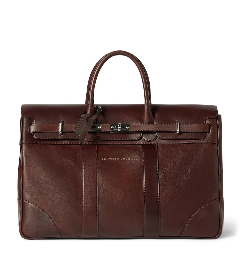 Brunello Cucinelli Leather Country Holdall Purple