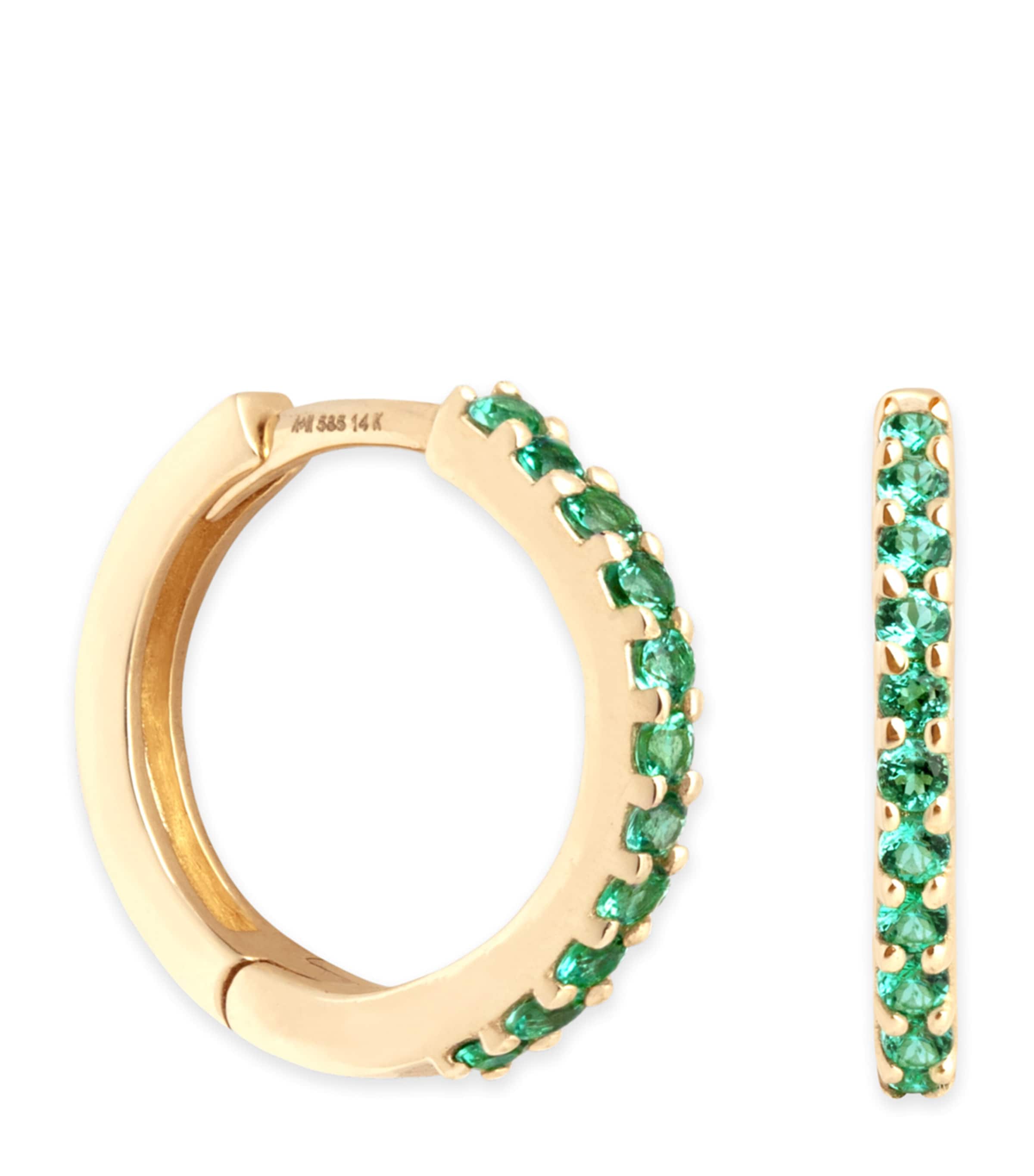 Yellow Gold and Emerald Single Hoop Earring