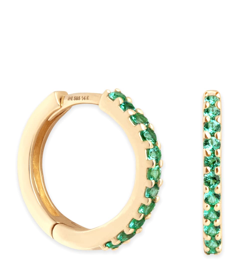 Astrid & Miyu Yellow Gold and Emerald Single Hoop Earring Gold