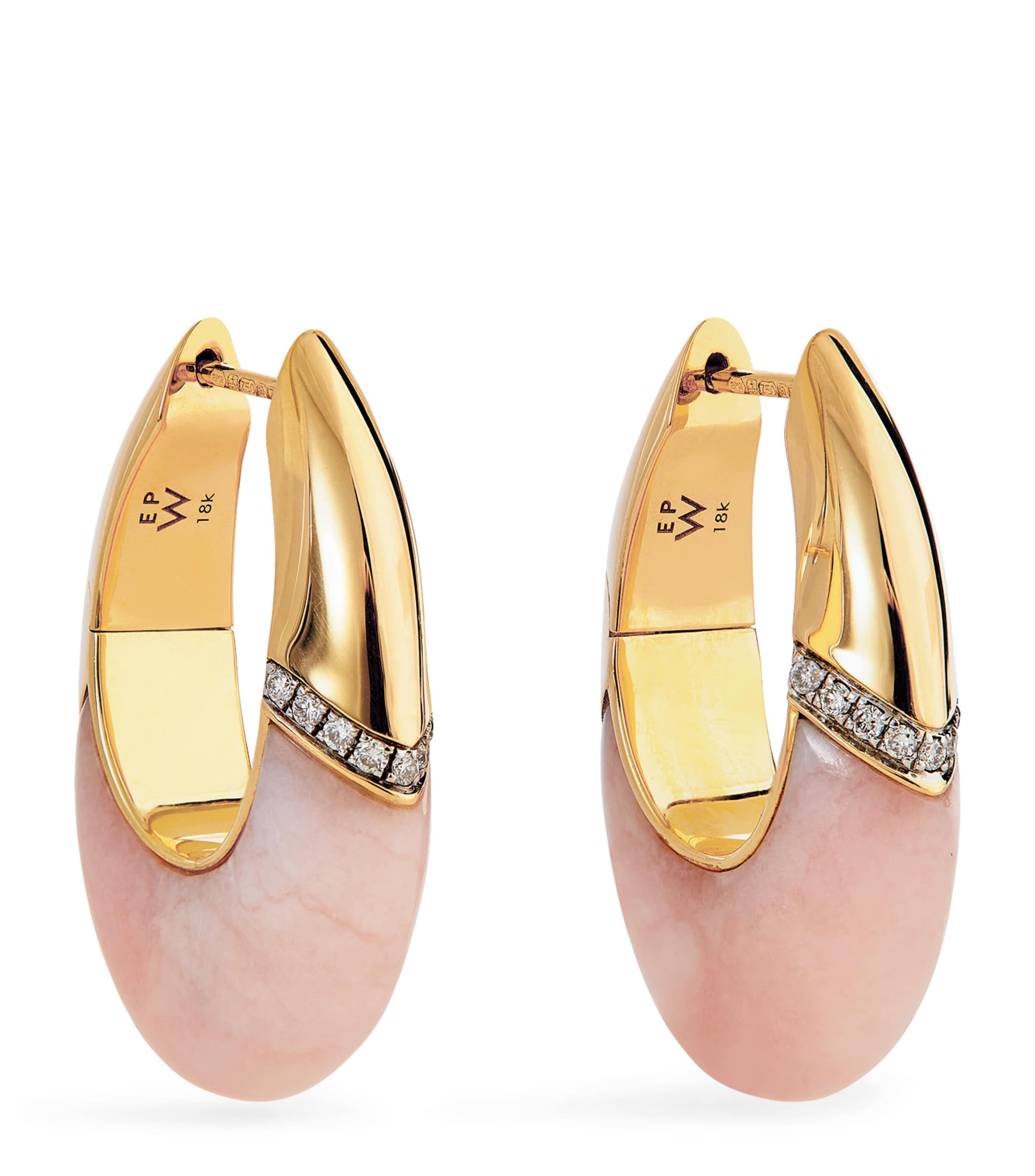 Yellow Gold, Diamond and Opal Bernadette Oval Earrings