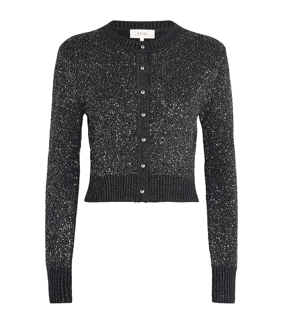 Toccin Womens Knitted Sequin Mollie Cardigan Onyx