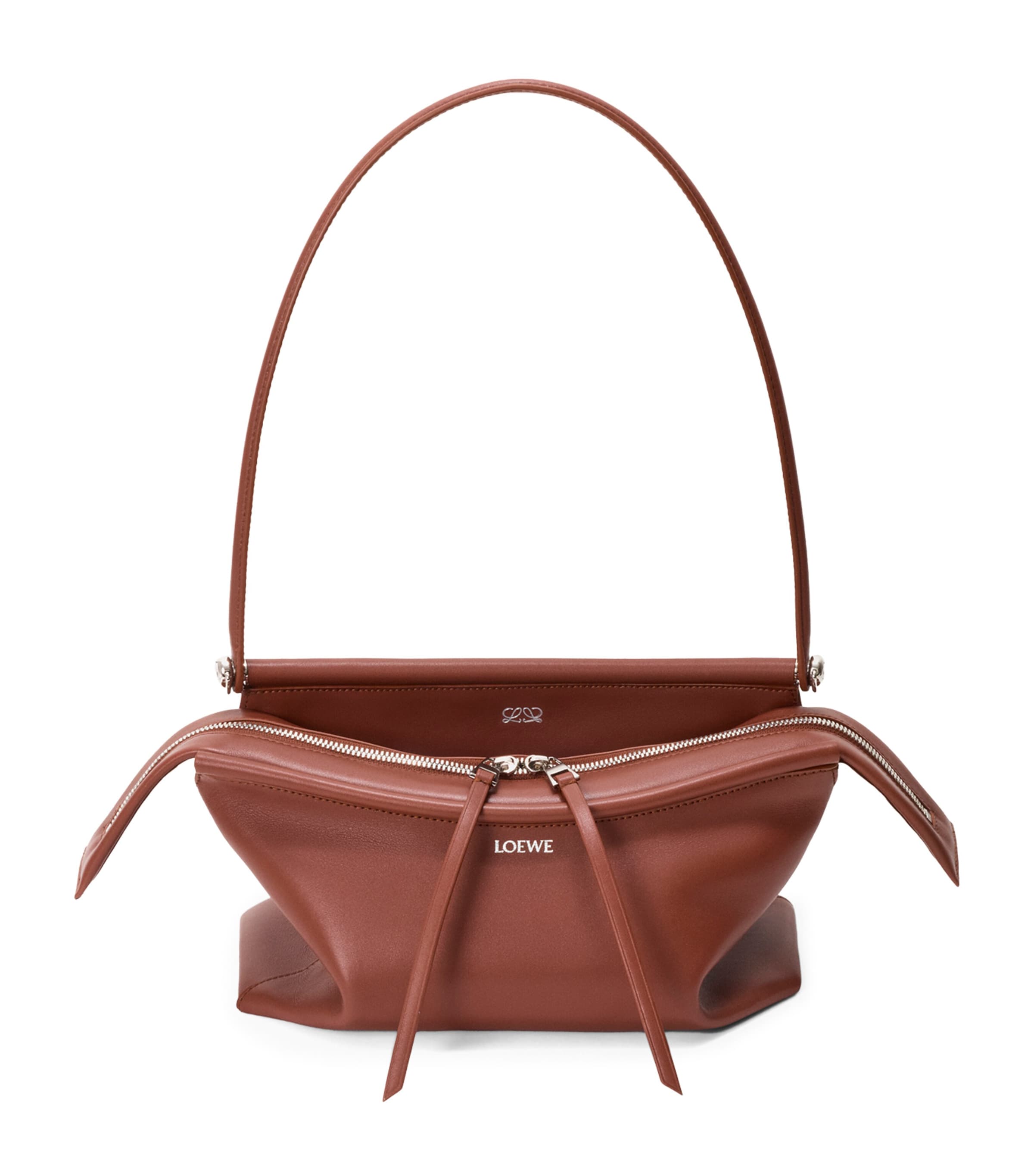 LOEWE Small Leather Whisker Shoulder Bag Cognac