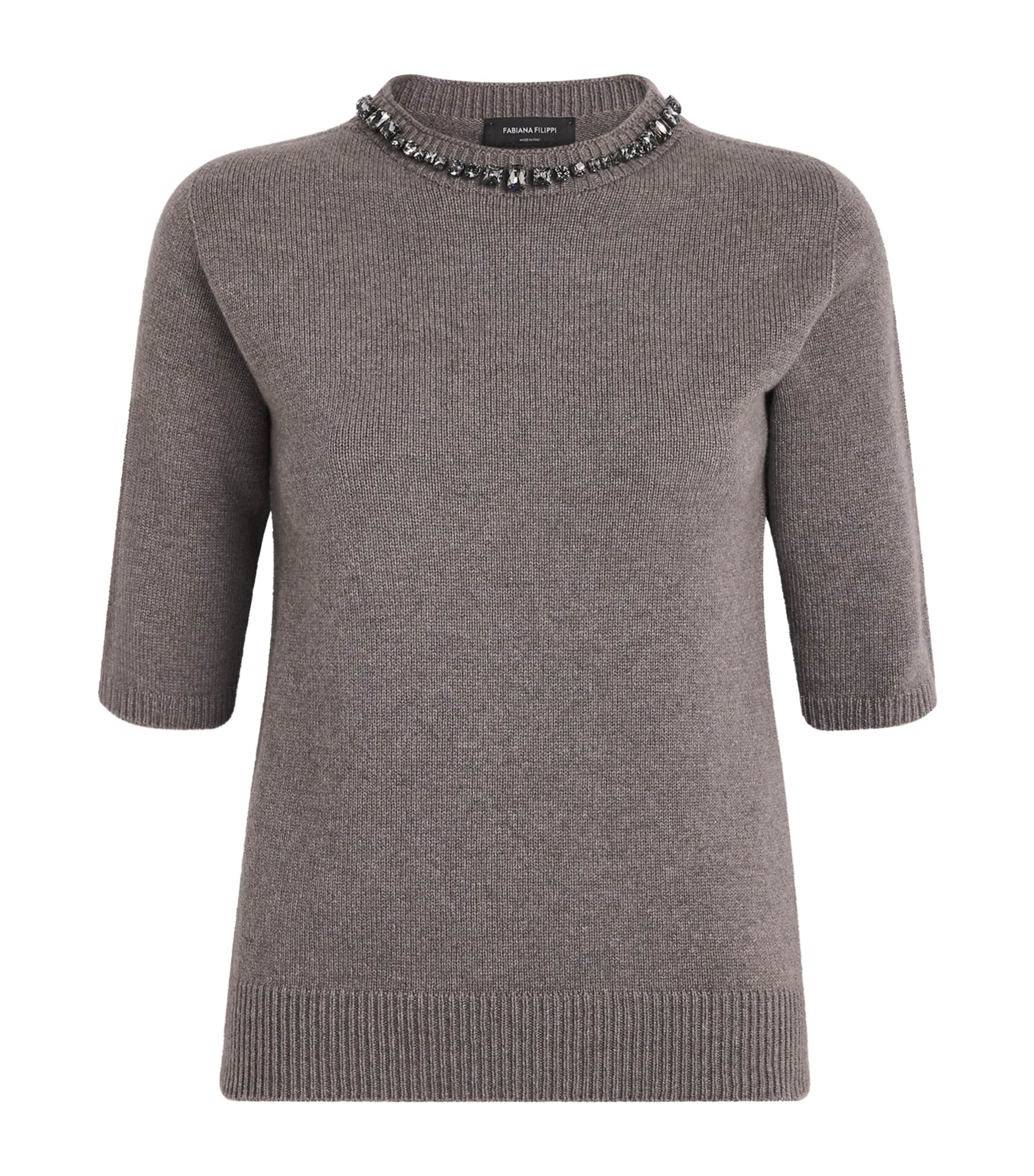 Fabiana Filippi Womens Virgin Wool-Silk-Cashmere Embellished Sweater Falco