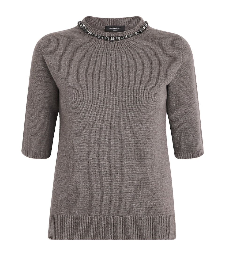 Fabiana Filippi Womens Virgin Wool-Silk-Cashmere Embellished Sweater Falco