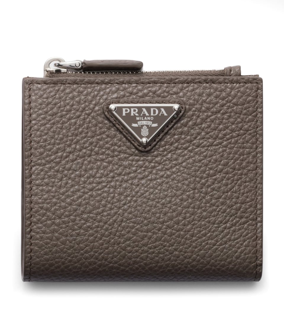 Grained Leather Triangle Wallet