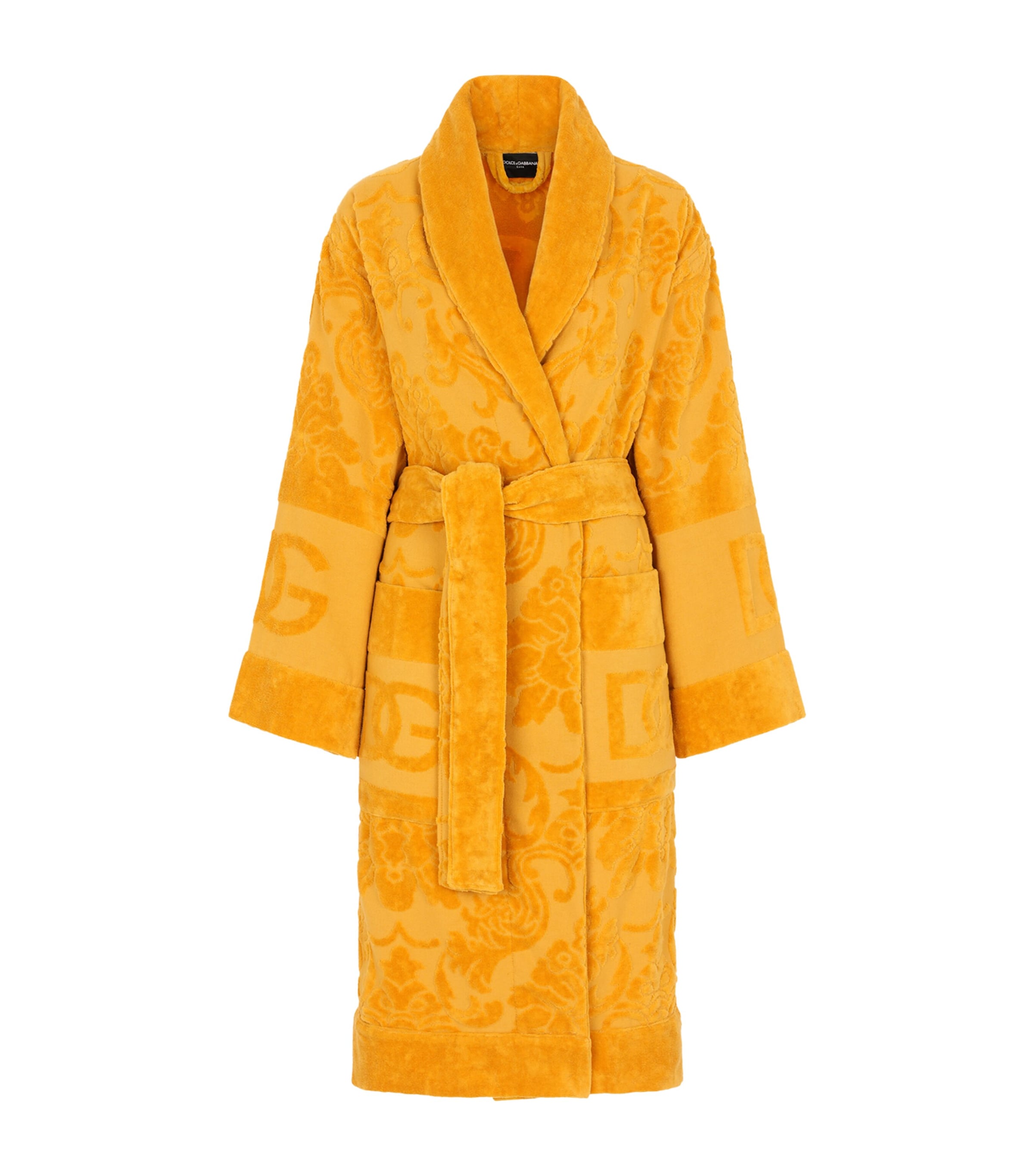 Dolce&Gabbana Casa Terry Cotton DG Logo Robe Oro