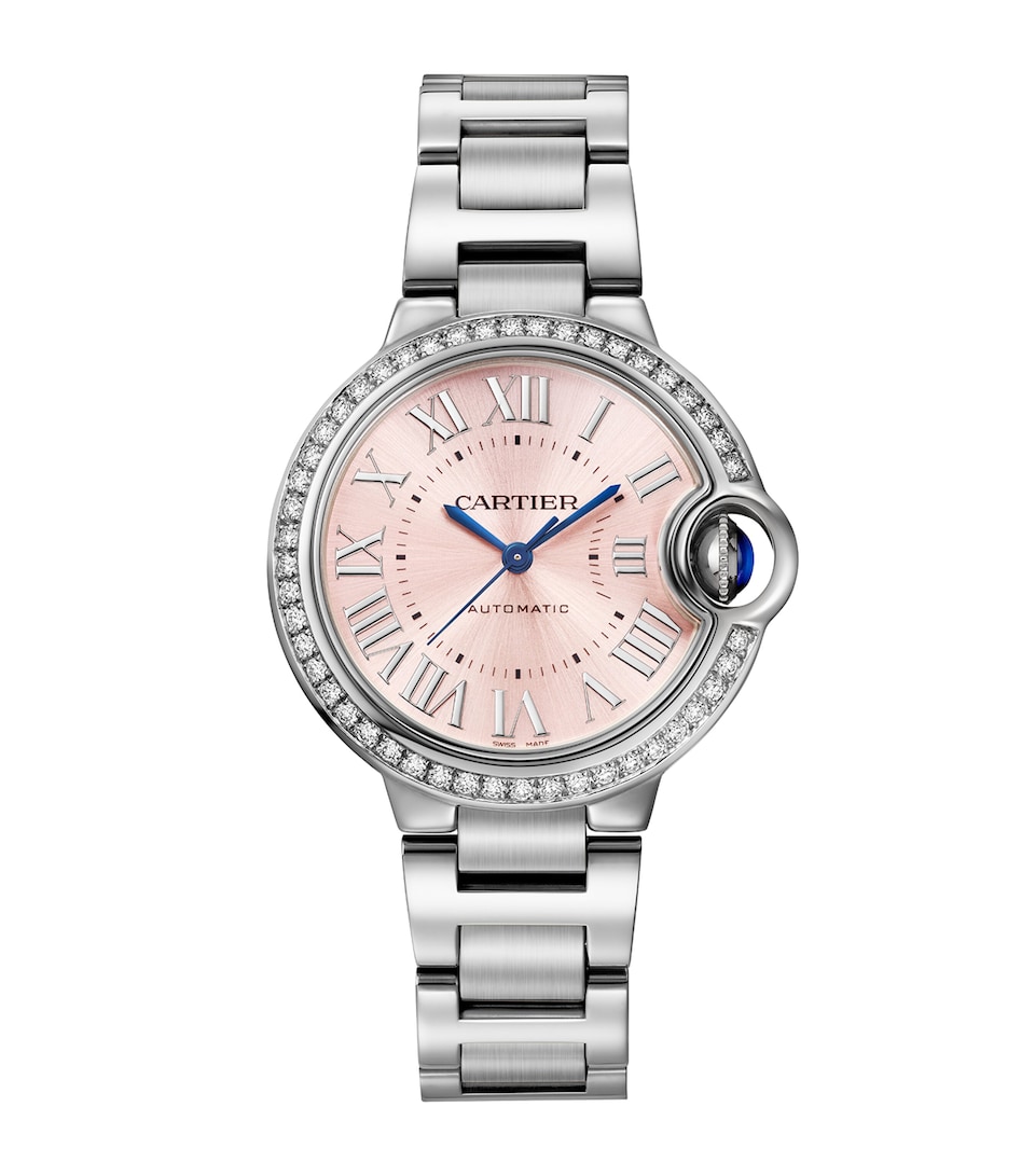 Cartier Stainless Steel and Diamond Ballon Bleu de Cartier Watch 33mm Steel