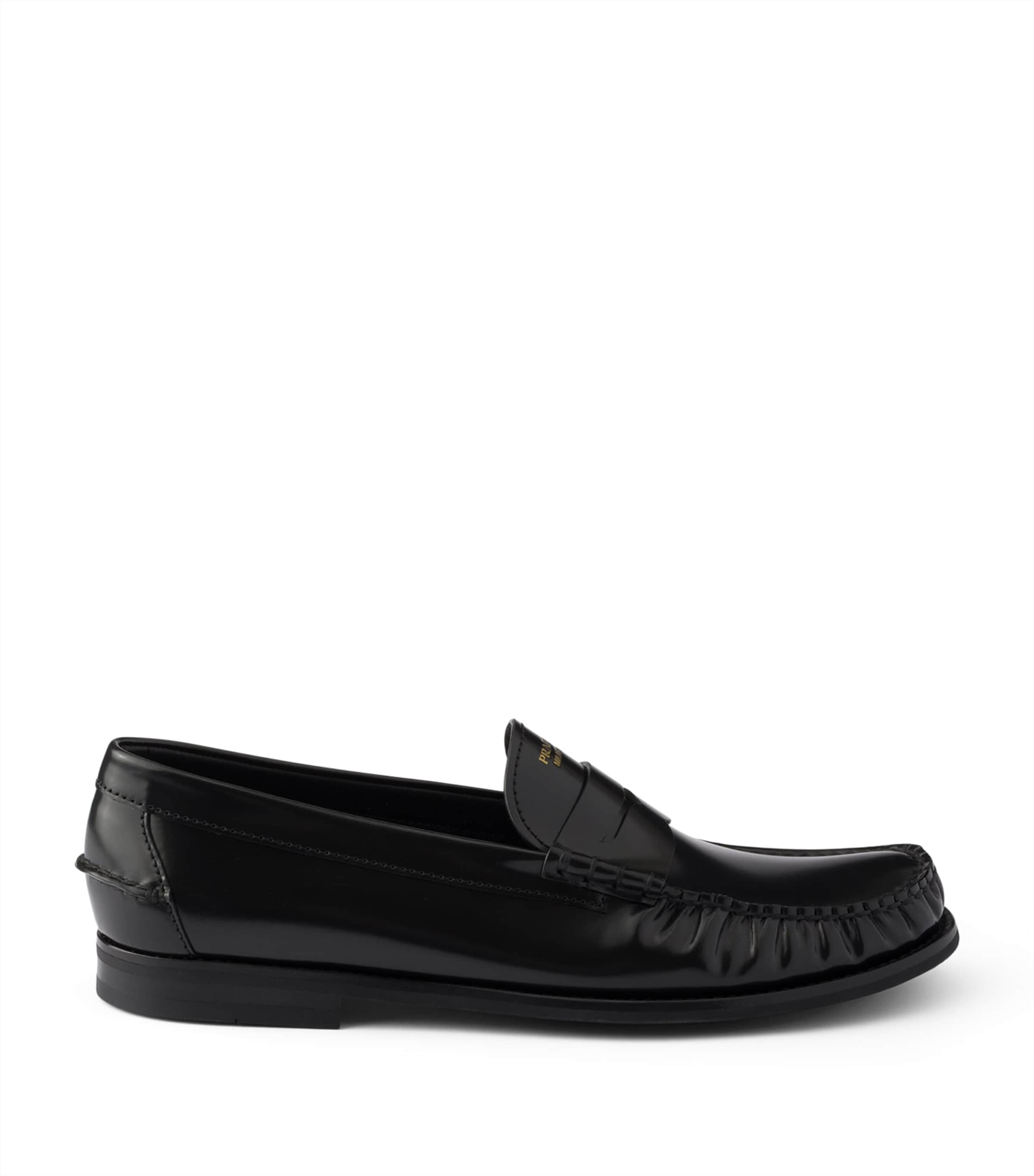 Prada Brushed Leather Loafers Black