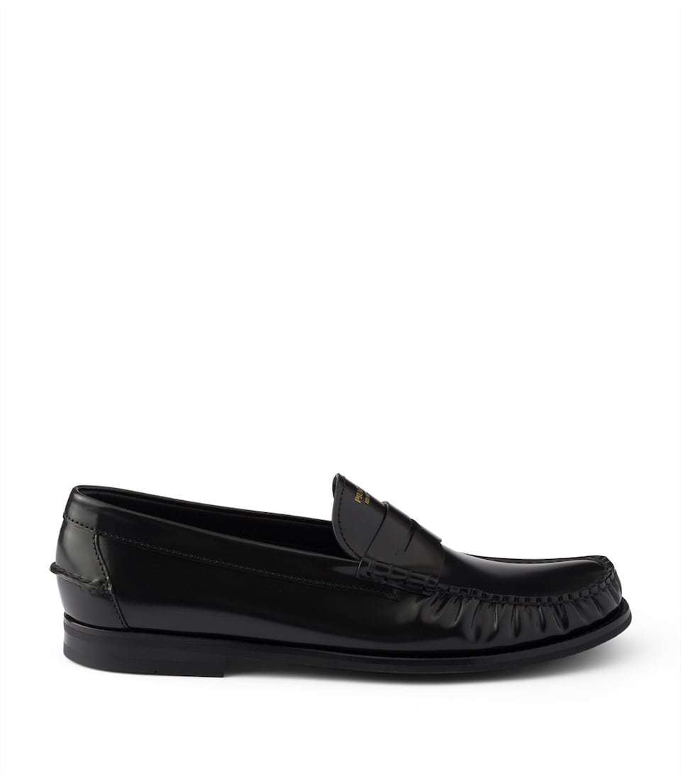Prada Brushed Leather Loafers Black