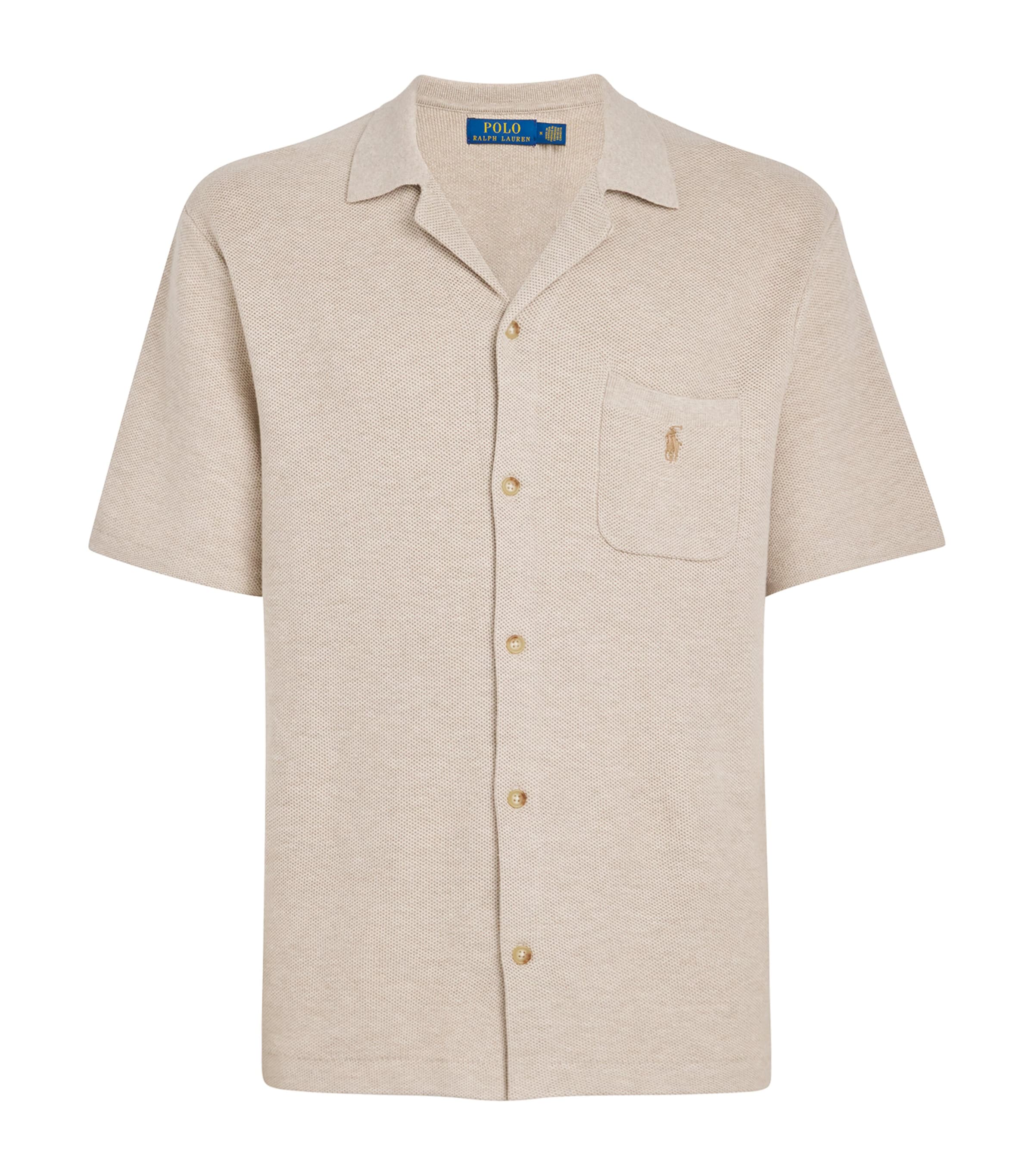 Polo Ralph Lauren Mens Cotton Knitted Shirt Light Wlnut Brn Hthr