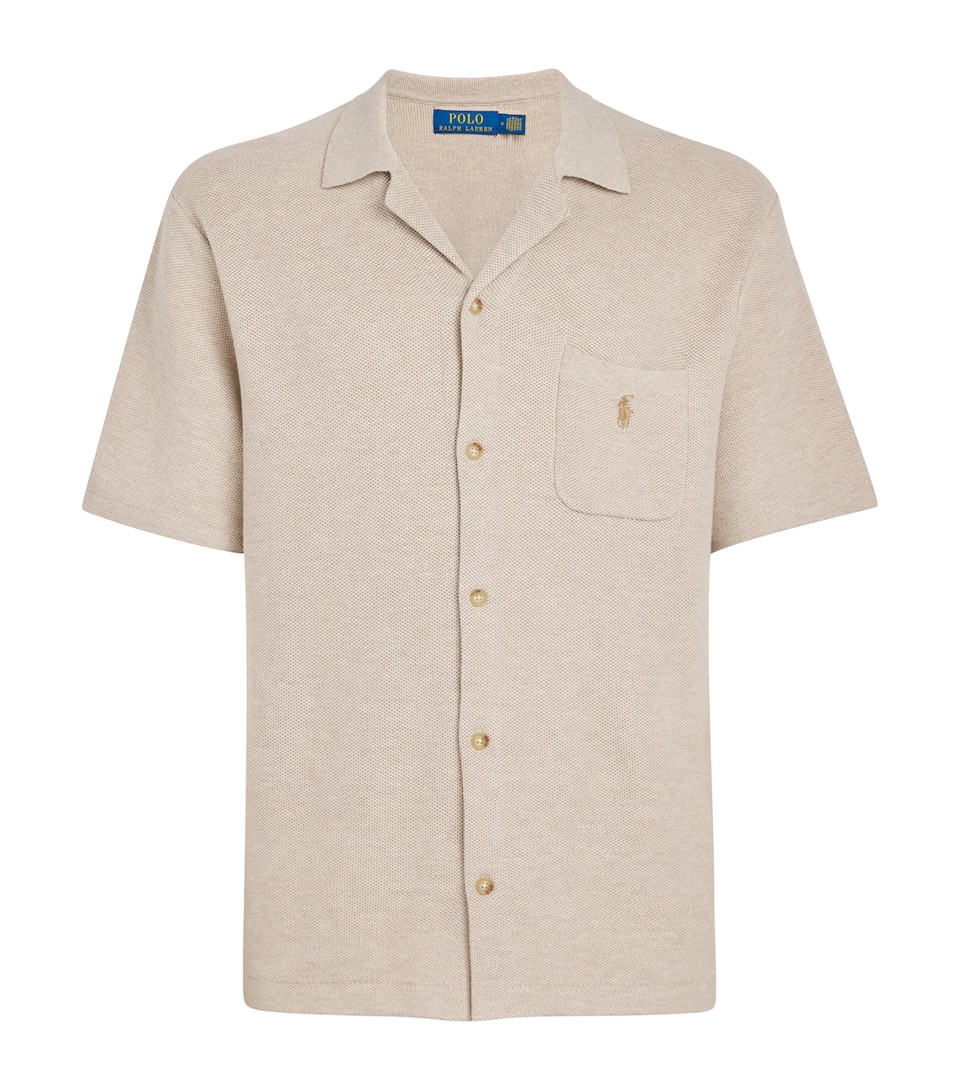 Polo Ralph Lauren Mens Cotton Knitted Shirt Light Wlnut Brn Hthr