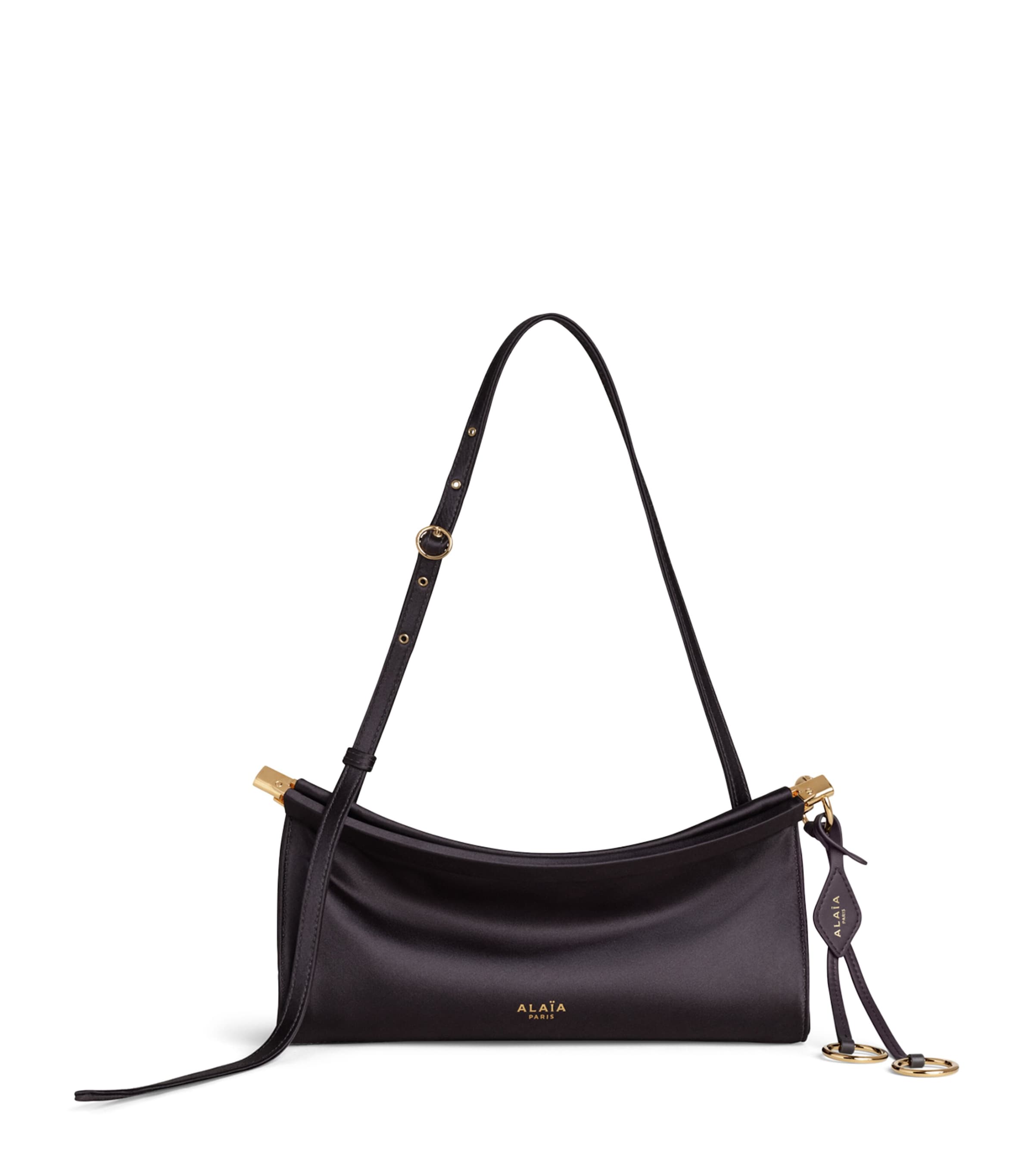 Alaïa Small Satin Le Click East West Shoulder Bag Anthracite