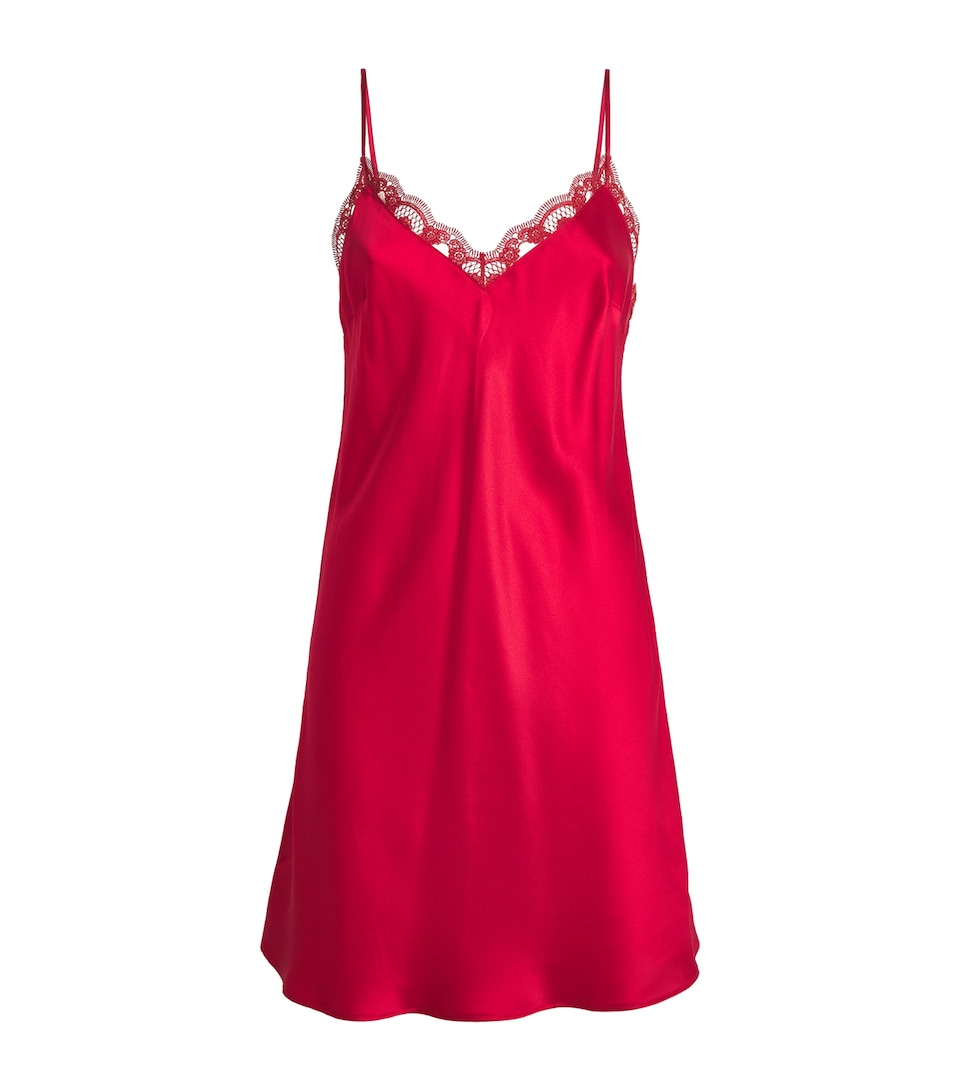 Simone Perele Womens Silk-Blend Love Me Slip Dress Opera Red