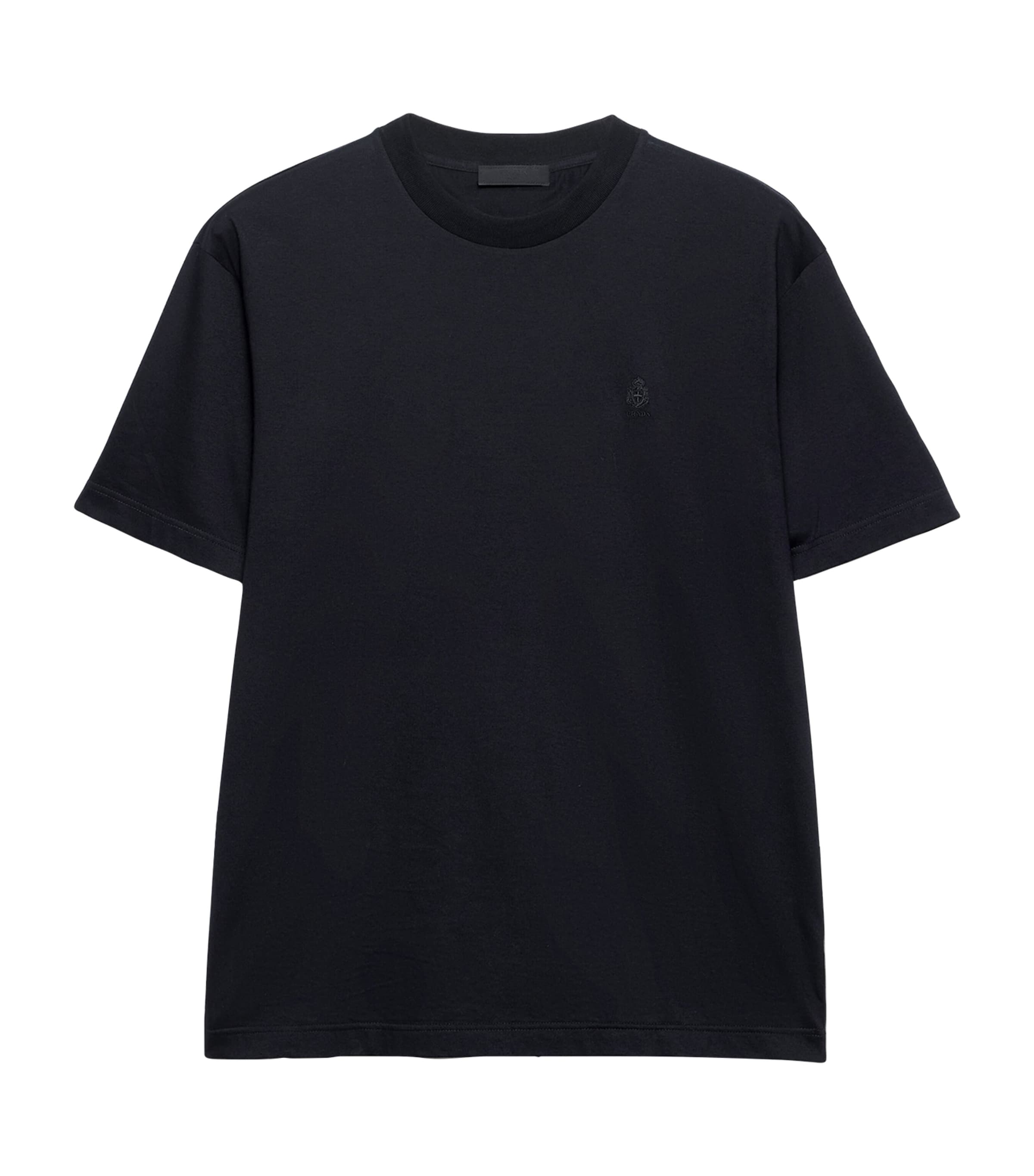 Prada Mens Cotton Crest Logo T-Shirt Black