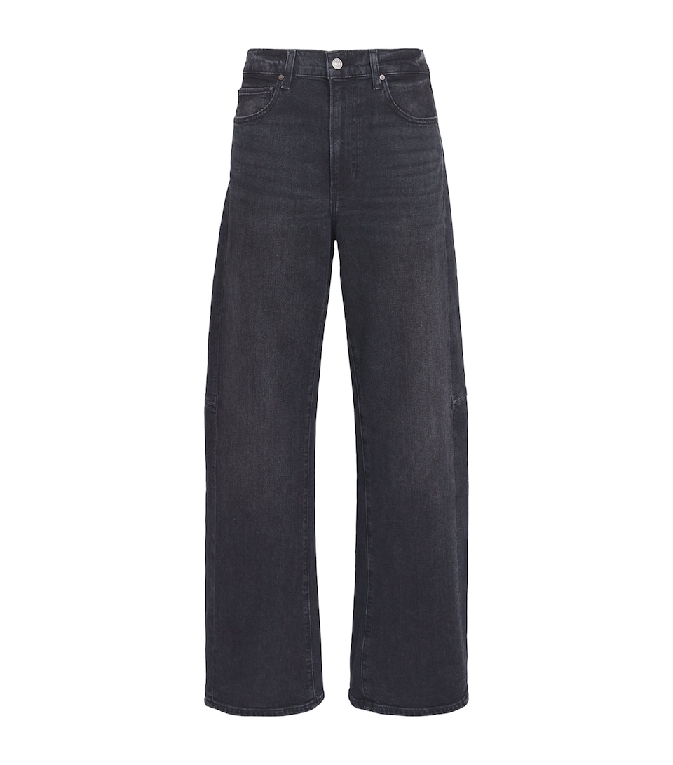 PAIGE Womens Arellia Skimmer Barrel Jeans Oscura