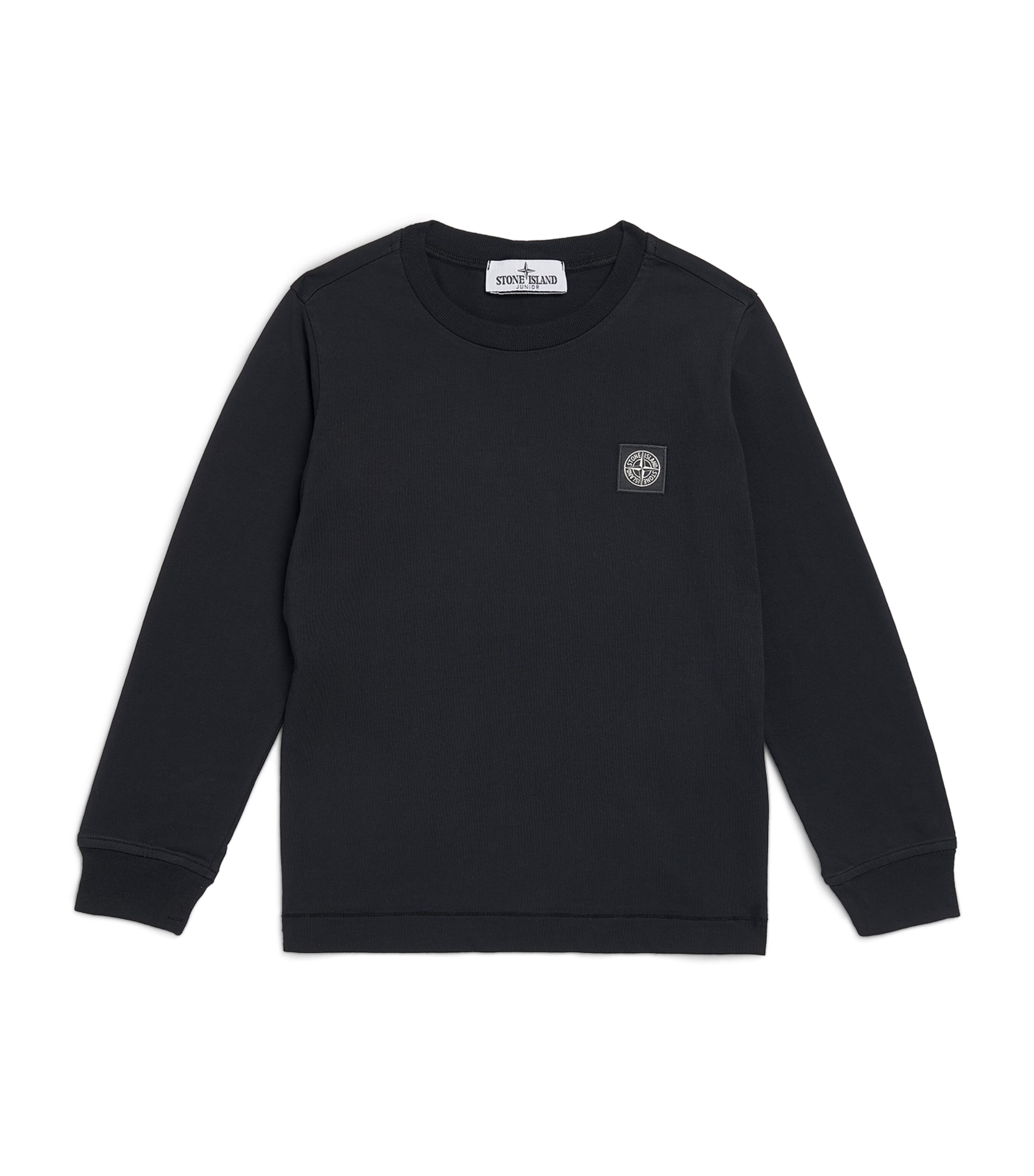 Stone Island Junior Cotton Logo Long-Sleeve T-Shirt (2-14 Years) Black