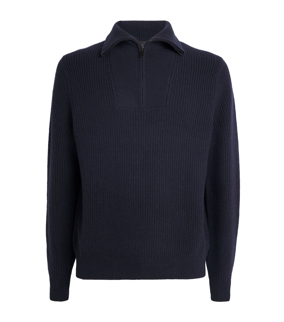 Wool-Cashmere Heirloom Shaker Quarter-Zip Sweater
