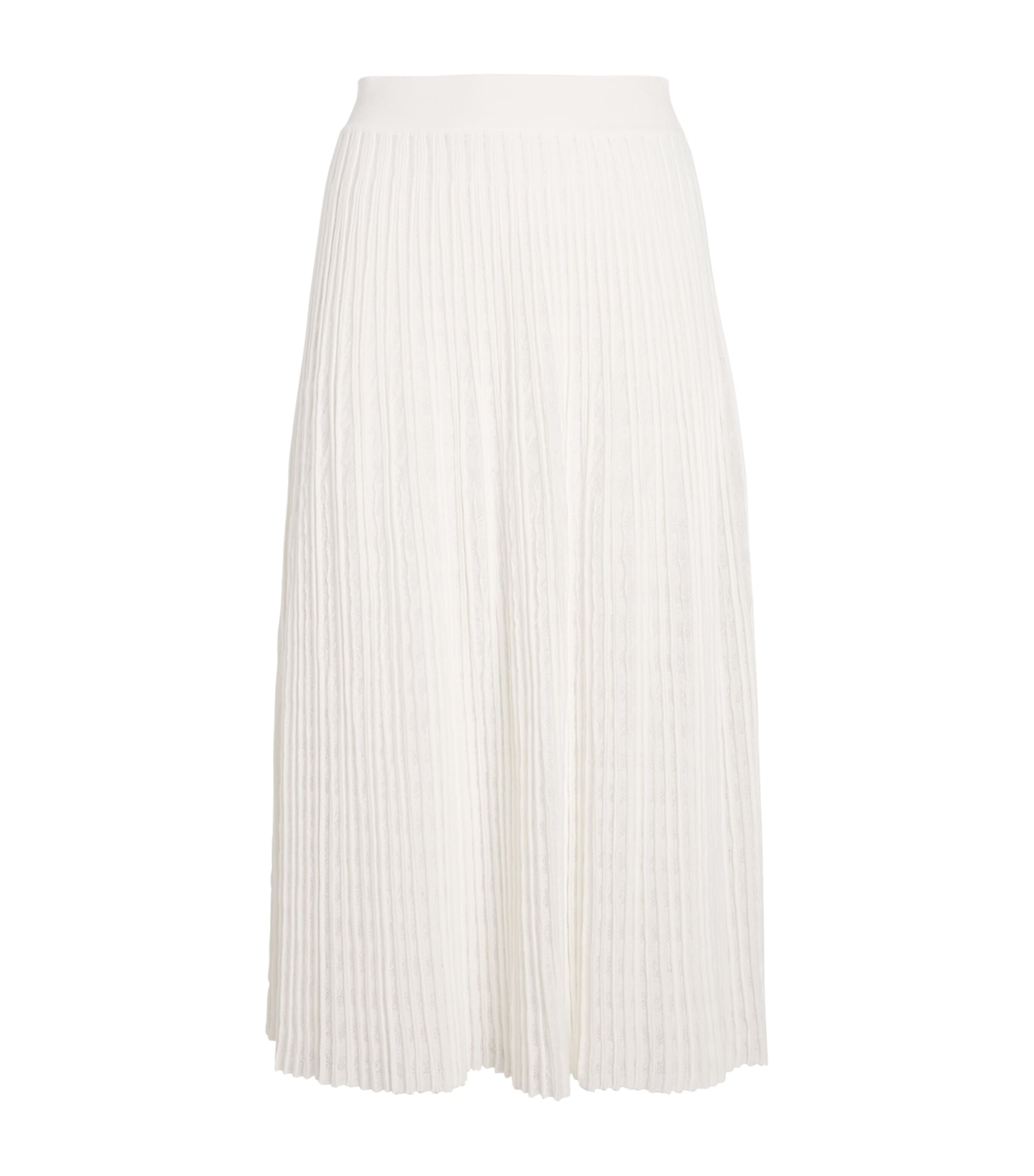 VALENTI Womens Organic Cotton-Blend Pleated Midi Skirt White