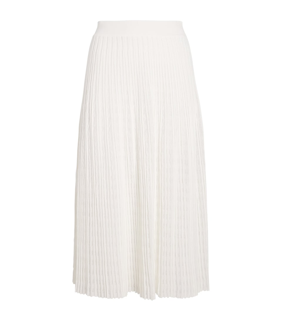 VALENTI Womens Organic Cotton-Blend Pleated Midi Skirt White