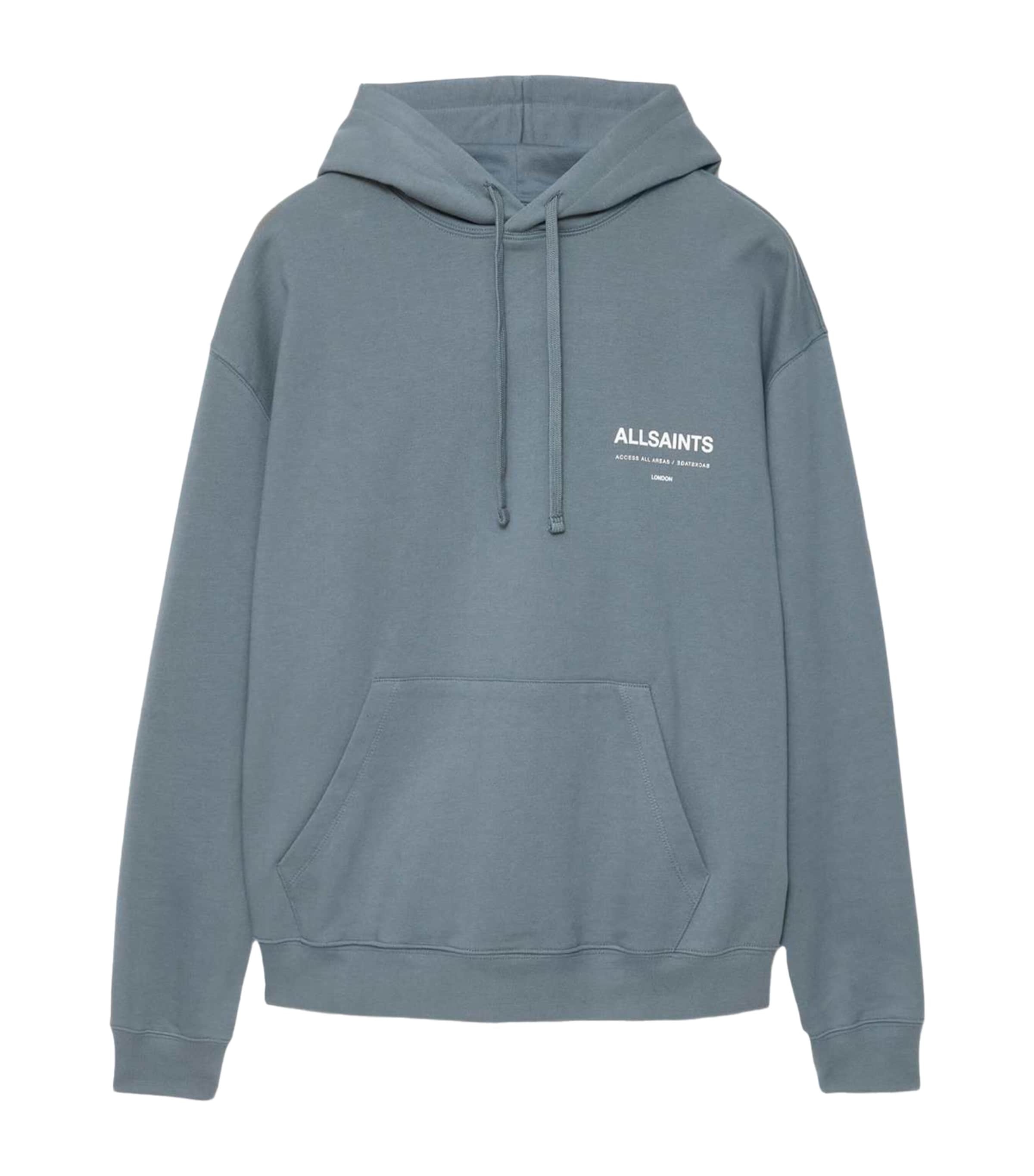 AllSaints Mens Organic Cotton Backstage Oth Hoodie Lunar Blue