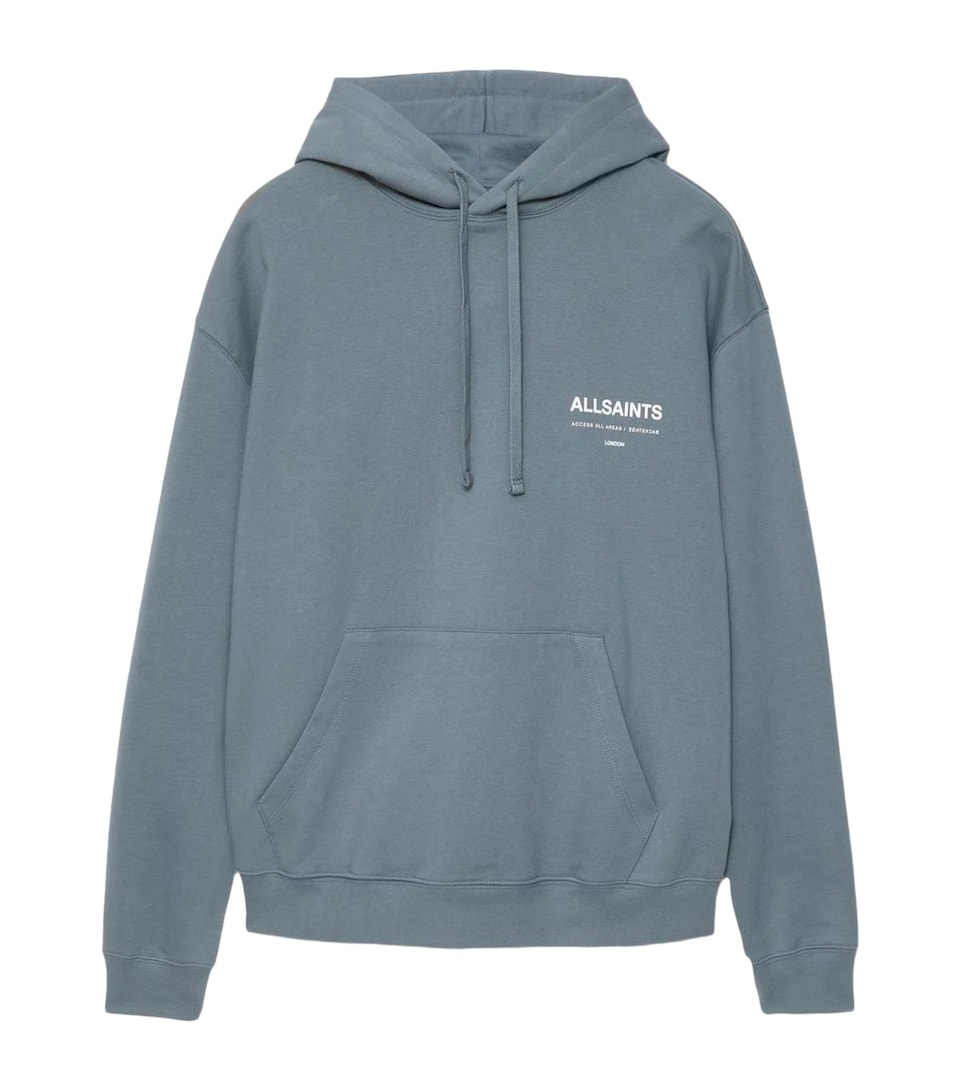 AllSaints Mens Organic Cotton Backstage Oth Hoodie Lunar Blue