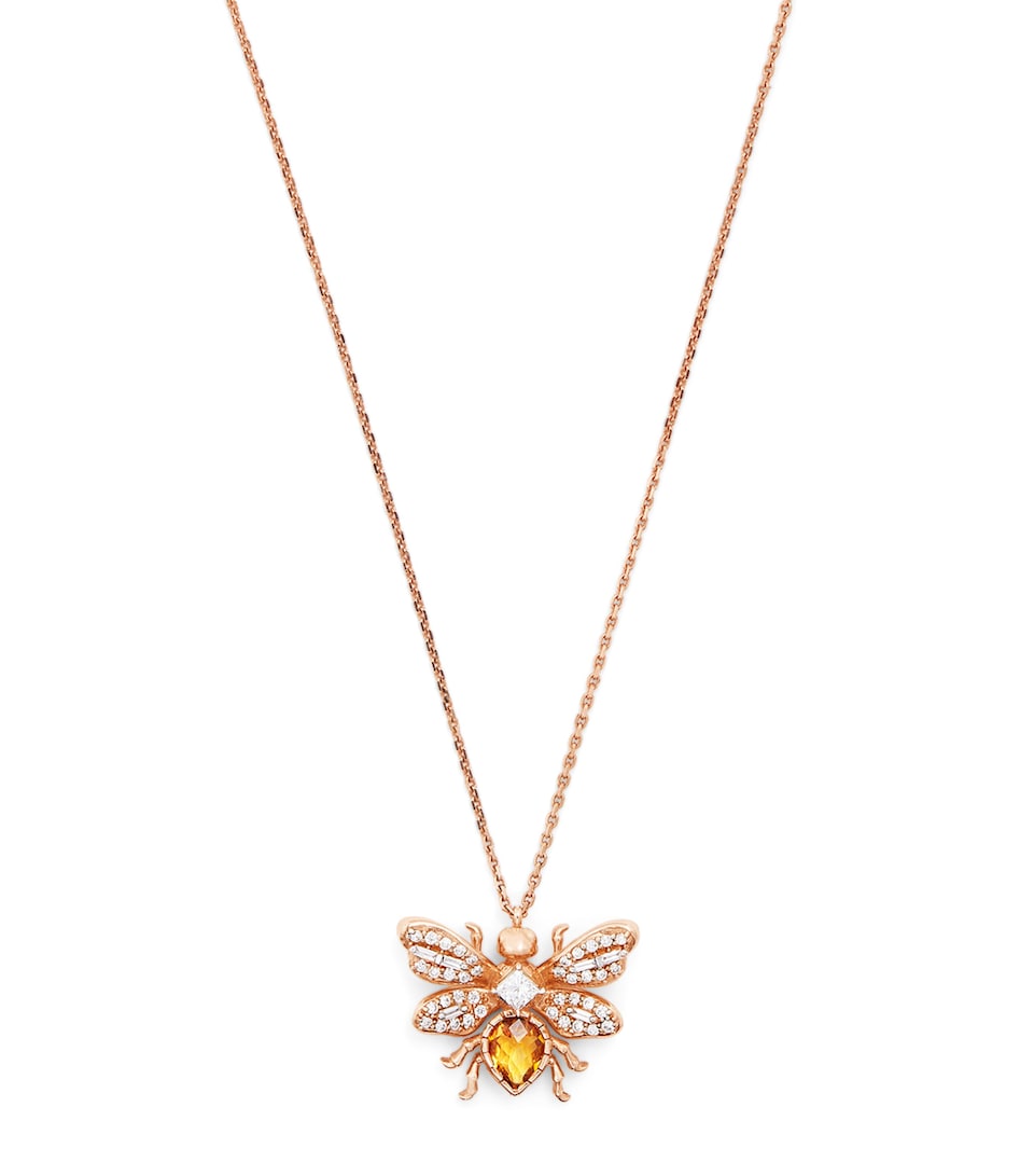 Rose Gold, Diamond and Citrine Queen Bee Bon Bon Necklace