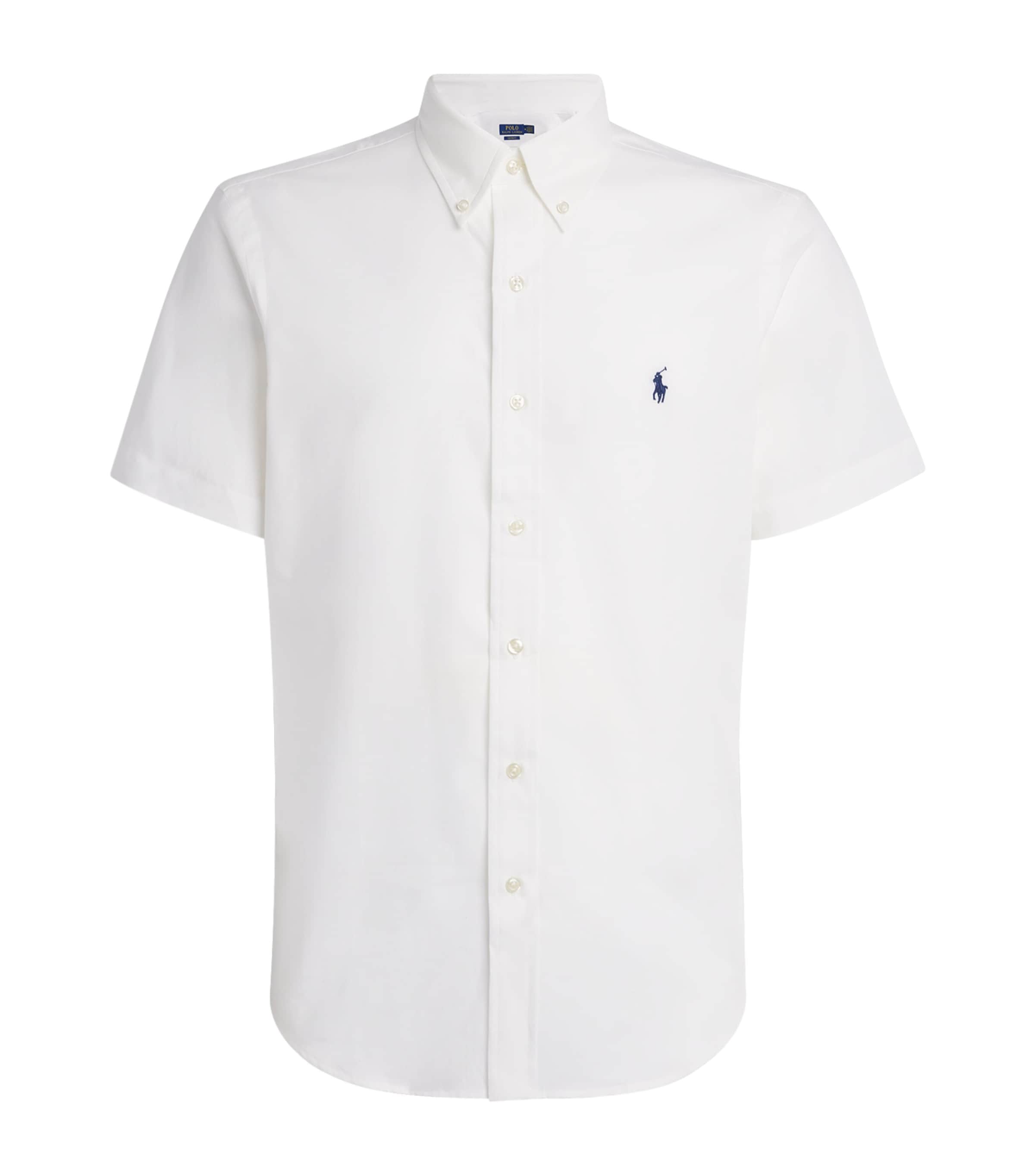 Polo Ralph Lauren Mens Stretch-Cotton Poplin Short-Sleeve Shirt White