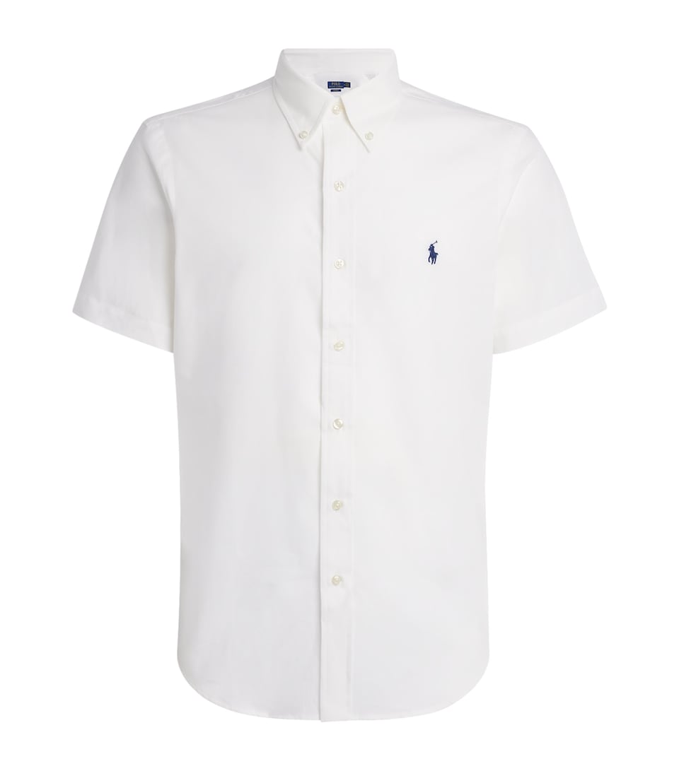 Polo Ralph Lauren Mens Stretch-Cotton Poplin Short-Sleeve Shirt White