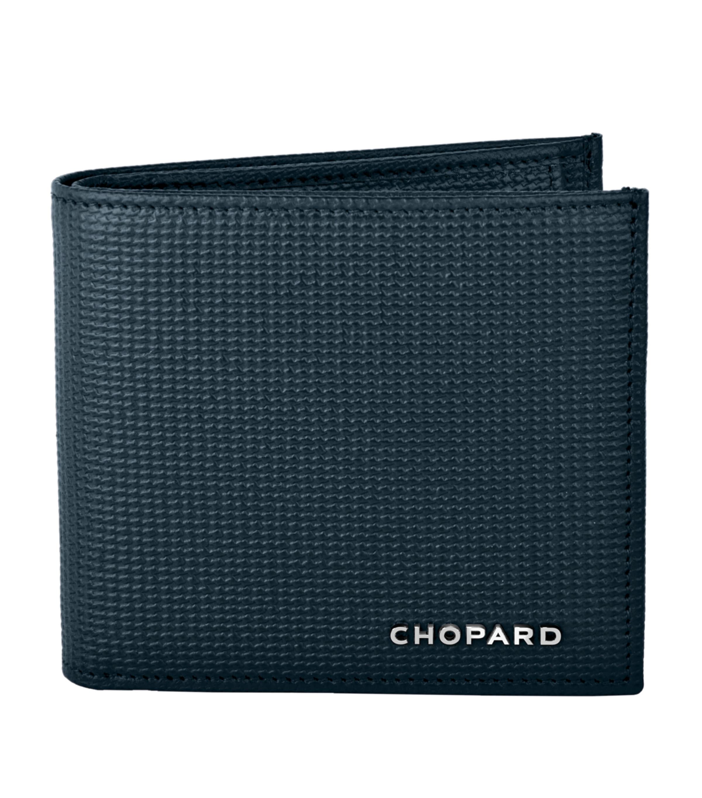Chopard Small Leather Classic Bifold Wallet Blue Houndstooth