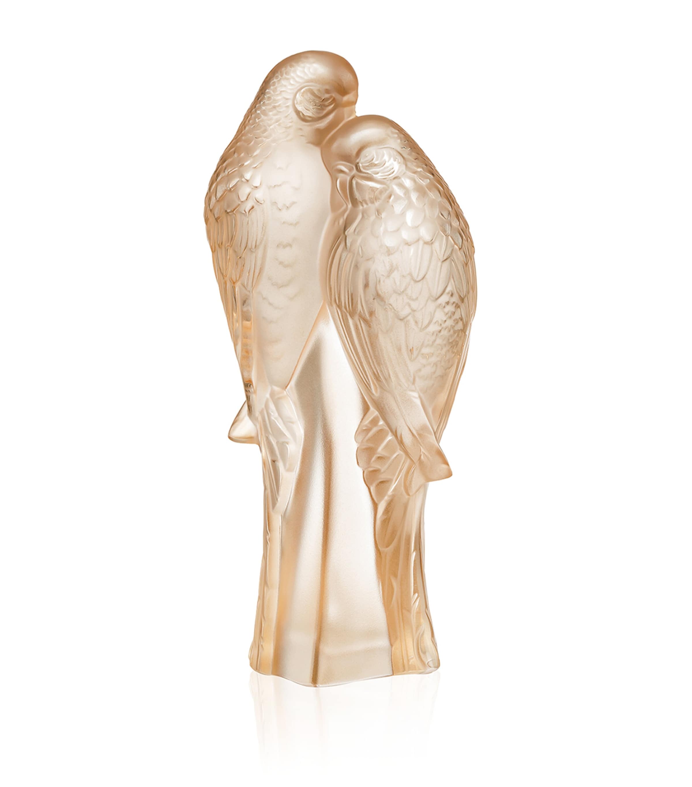 Lalique Crystal Two Parakeets Sculpture Incolore