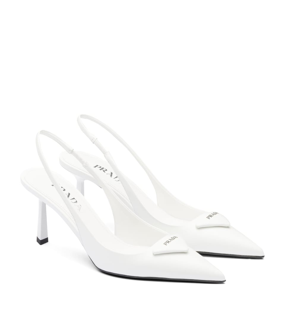 Brushed Leather Slingback Pumps 75