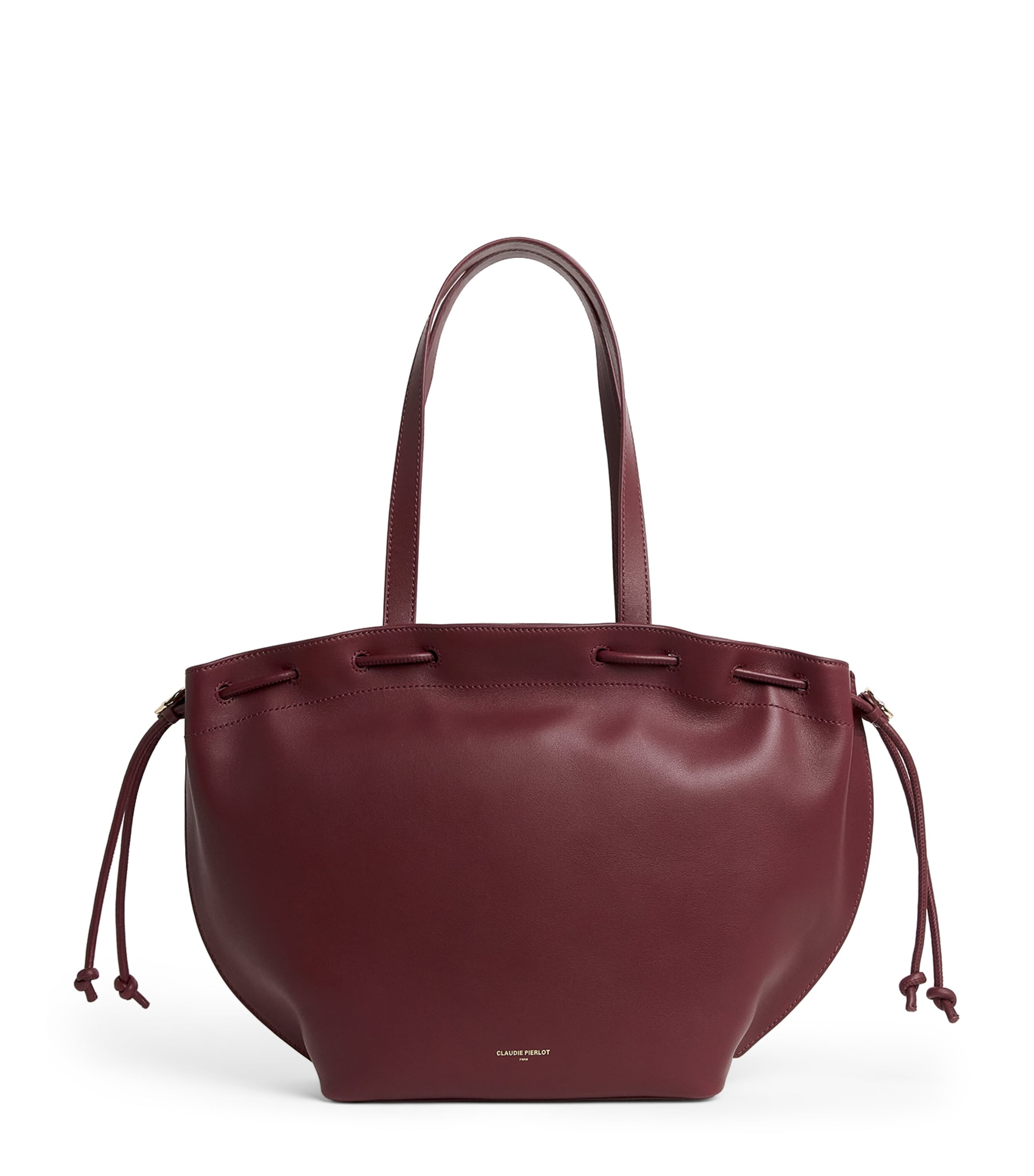 Claudie Pierlot Leather Drawstring Tote Bag Cherry