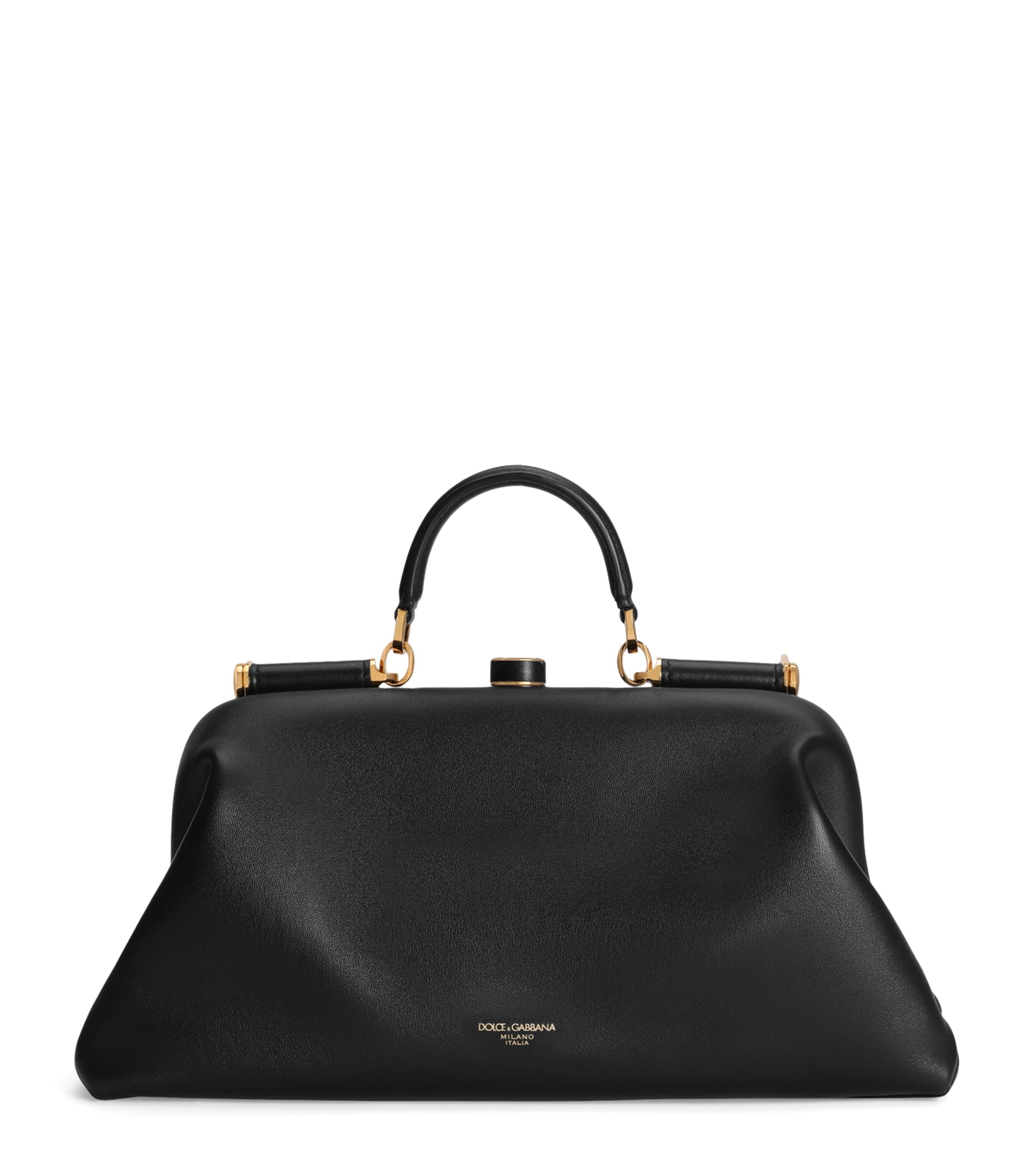 Dolce&Gabbana Large Leather Grandma Top-Handle Bag Black