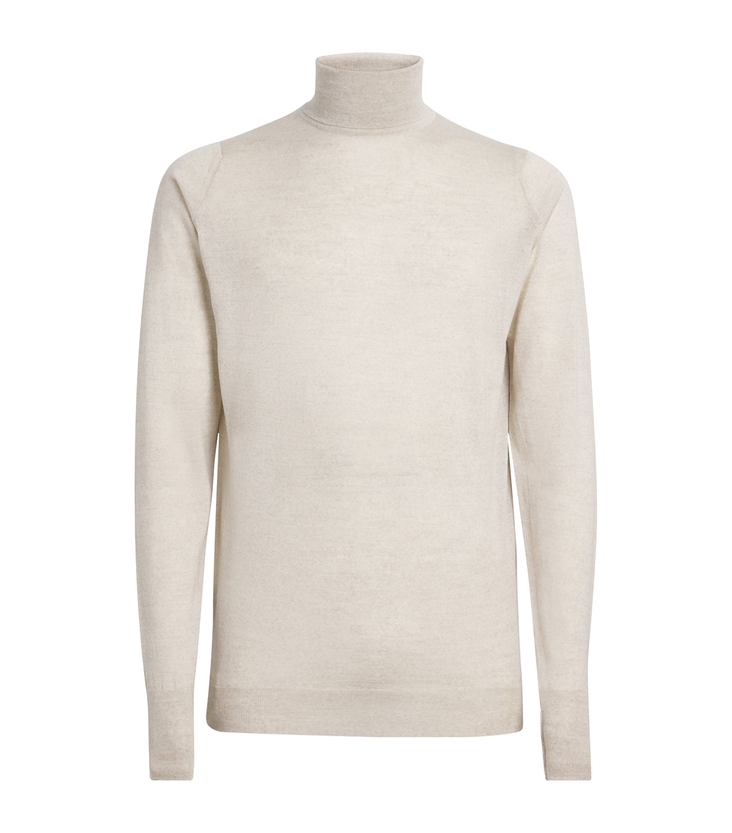 Alan Scott Mens Superfine Merino Wool Rollneck Sweater Natural