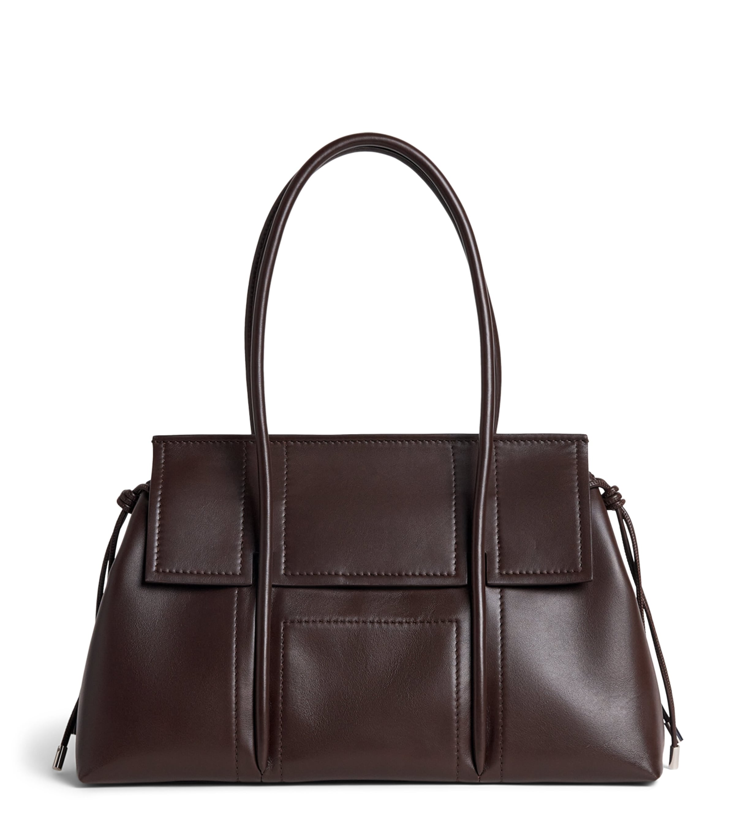 Harrods Medium Leather Marcie Tote Bag Brown