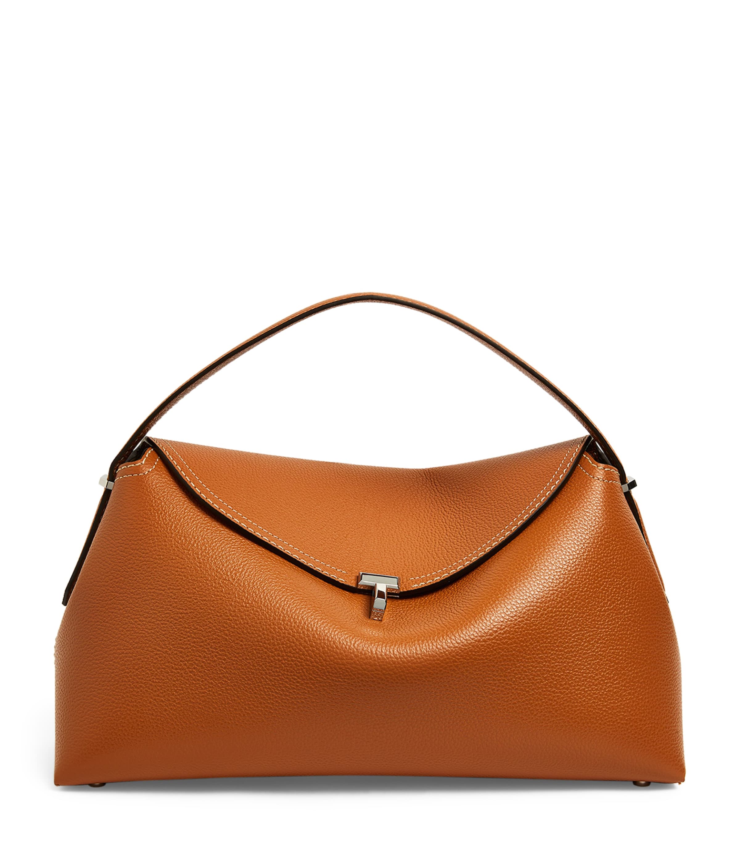 Leather T-Lock Top-Handle Bag