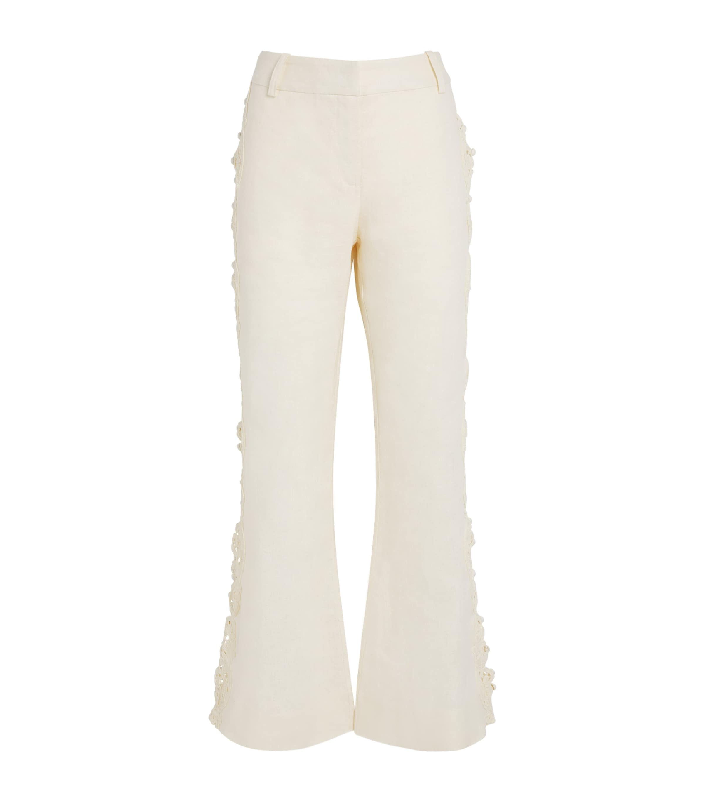 Linen Embroidered Awaken Flared Trousers