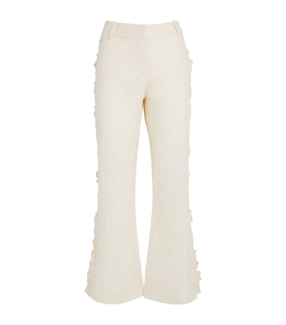 Linen Embroidered Awaken Flared Trousers