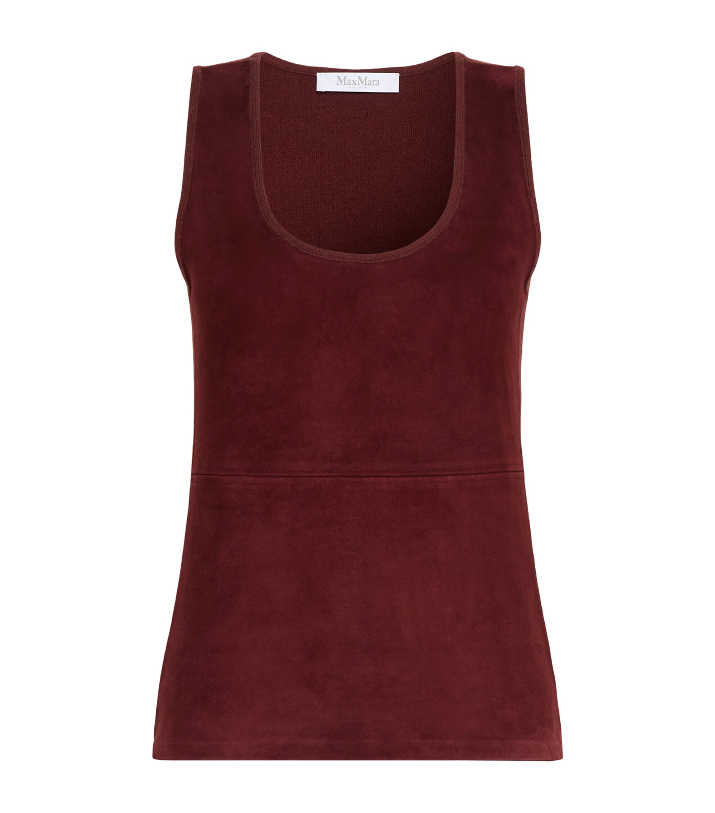 Max Mara Womens Suede-Wool-Cashmere Tank Top Brown Bordeaux