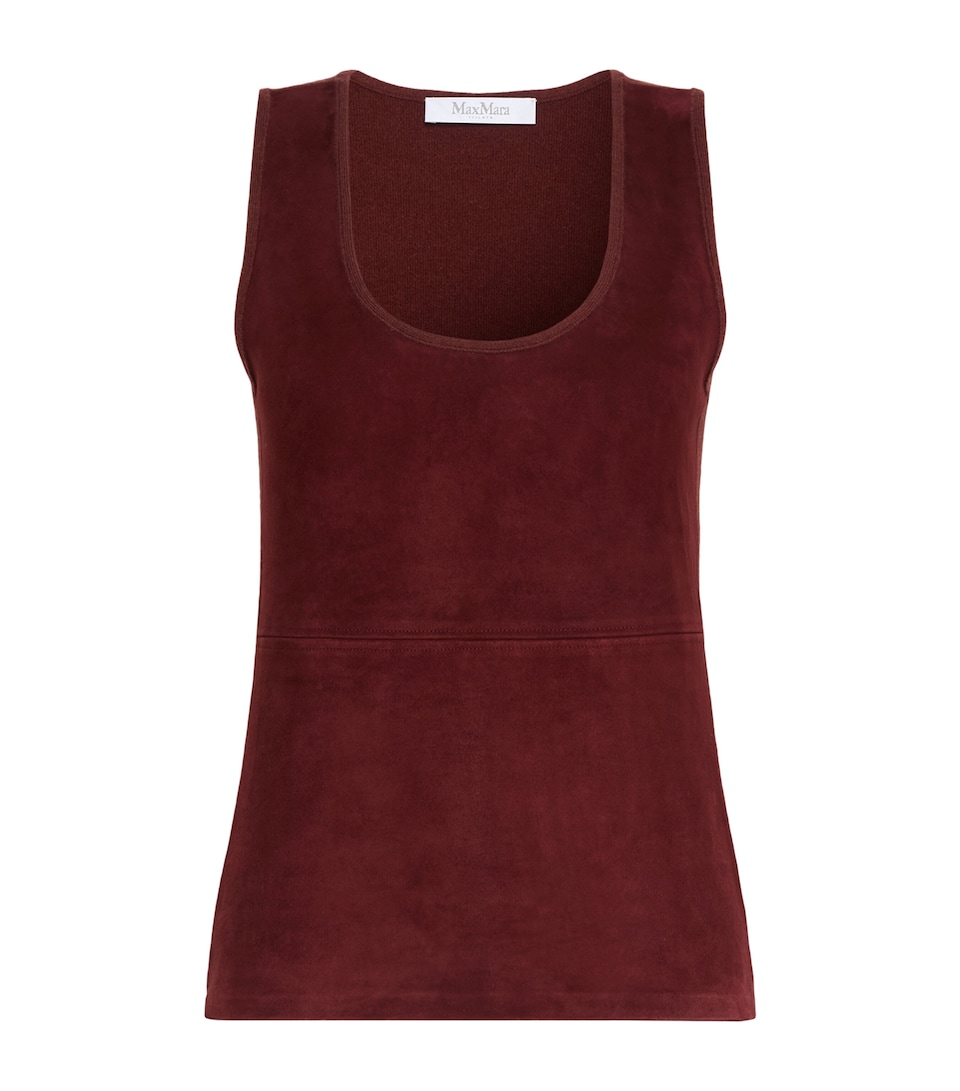Max Mara Womens Suede-Wool-Cashmere Tank Top Brown Bordeaux