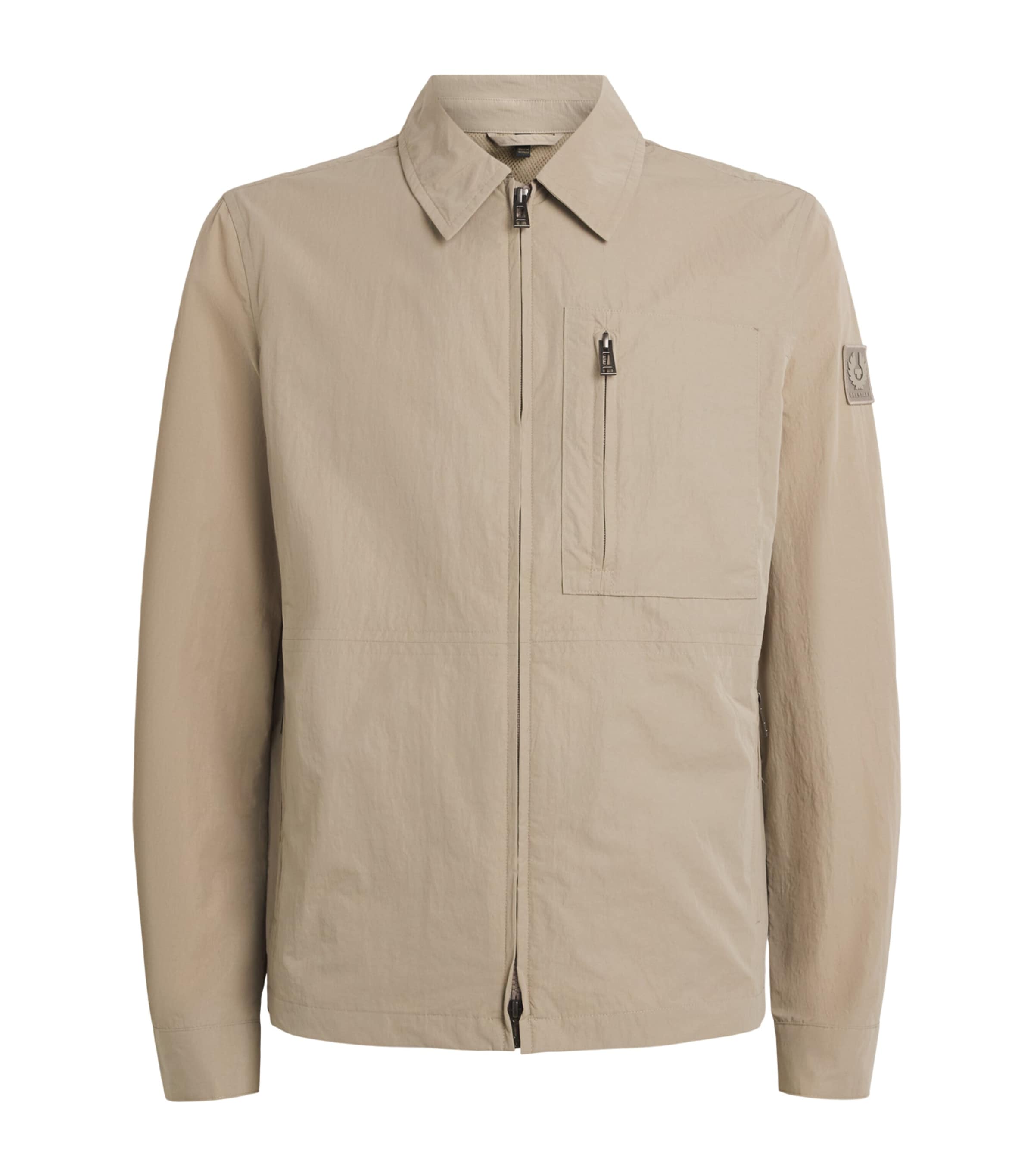 Belstaff Mens Gabardine Grid Overshirt Dark Sanddksnd