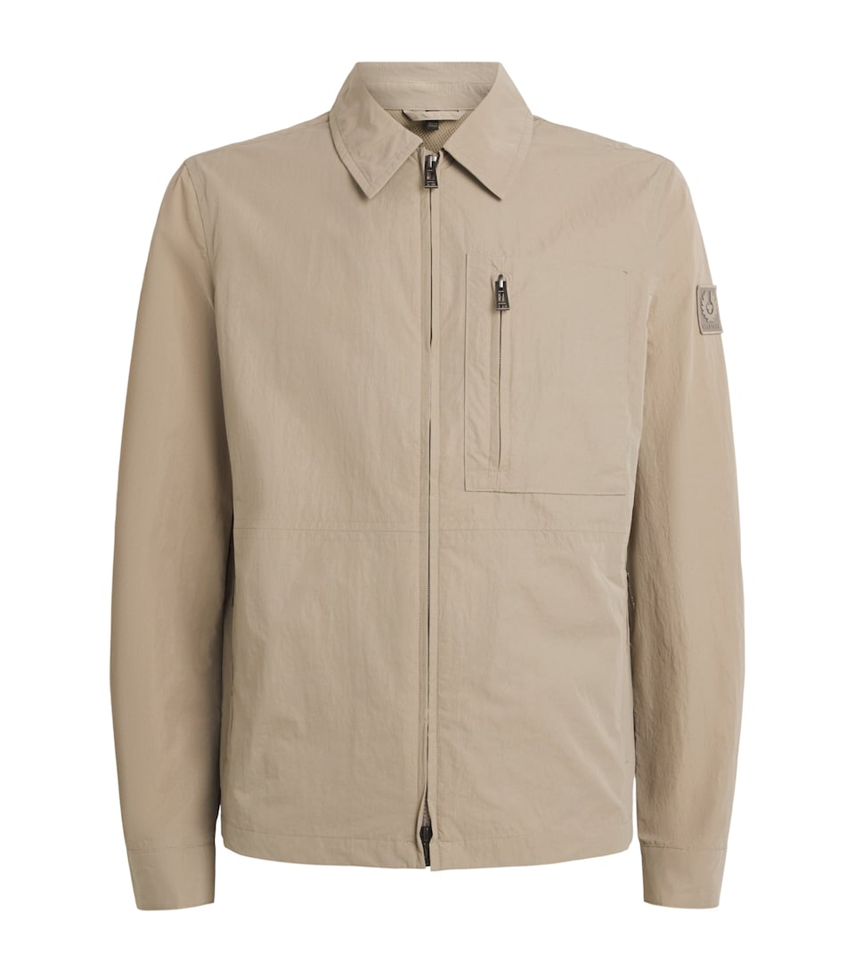 Belstaff Mens Gabardine Grid Overshirt Dark Sanddksnd