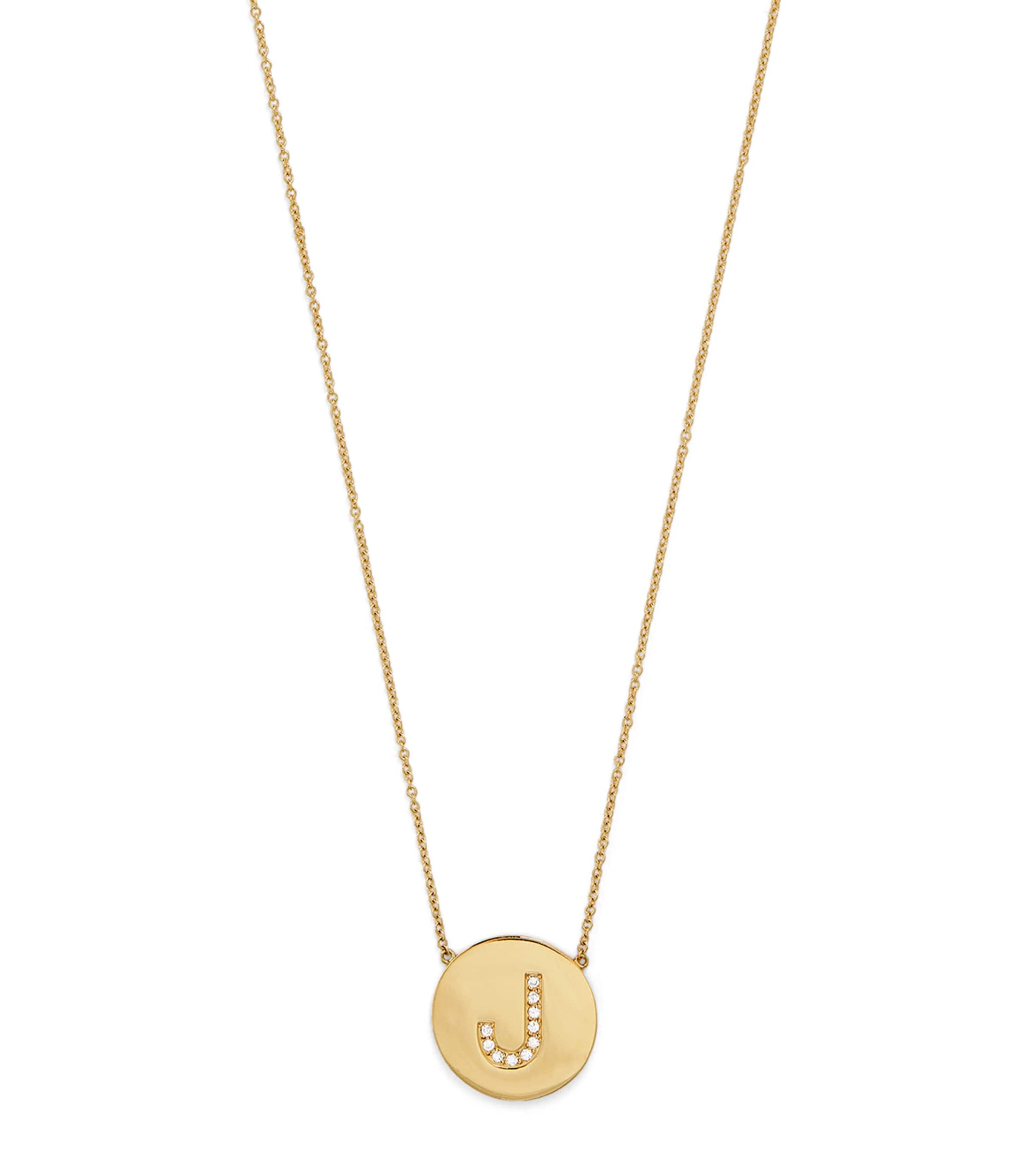 Yellow Gold and Diamond Alphabet J Necklace
