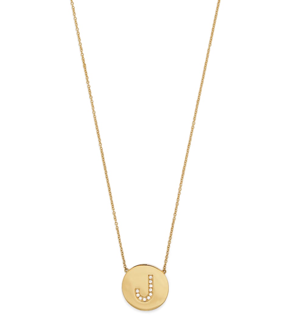 Yellow Gold and Diamond Alphabet J Necklace