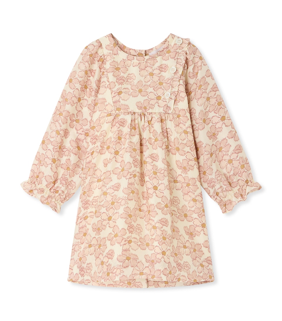 Bonpoint Silk Floral Long-Sleeve Dress (6-18 Months) Fleurs Rose