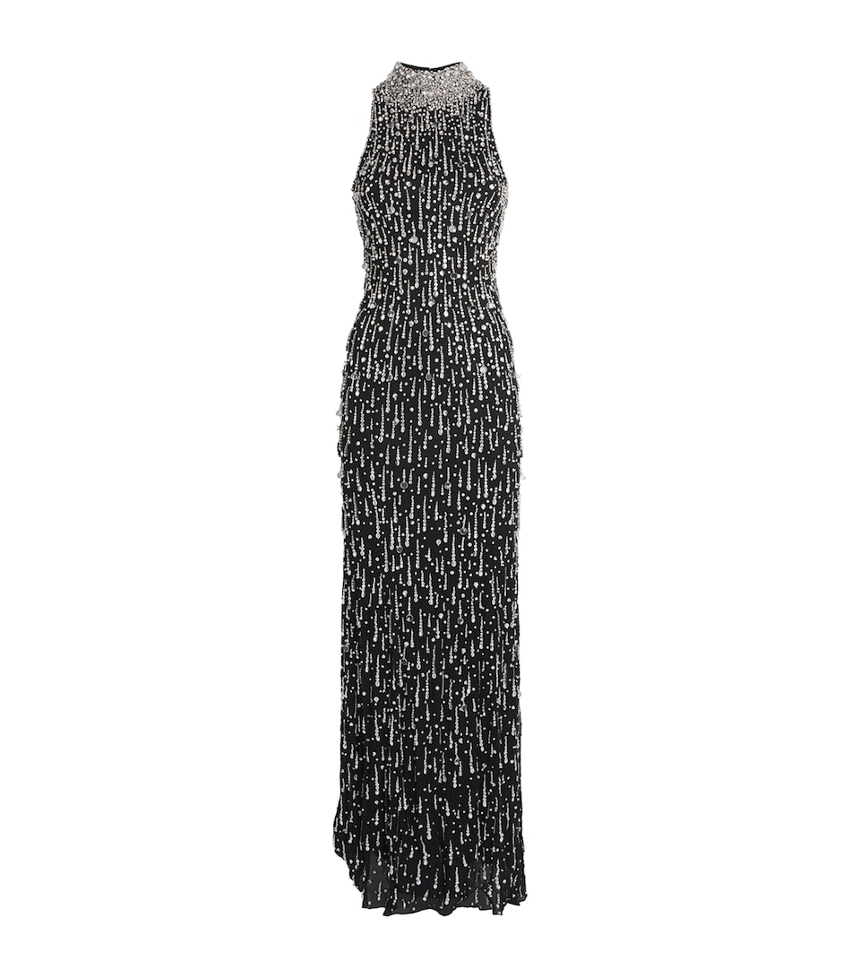 Jenny Packham Womens Embellished Santa Fe Maxi Dress Liquorice