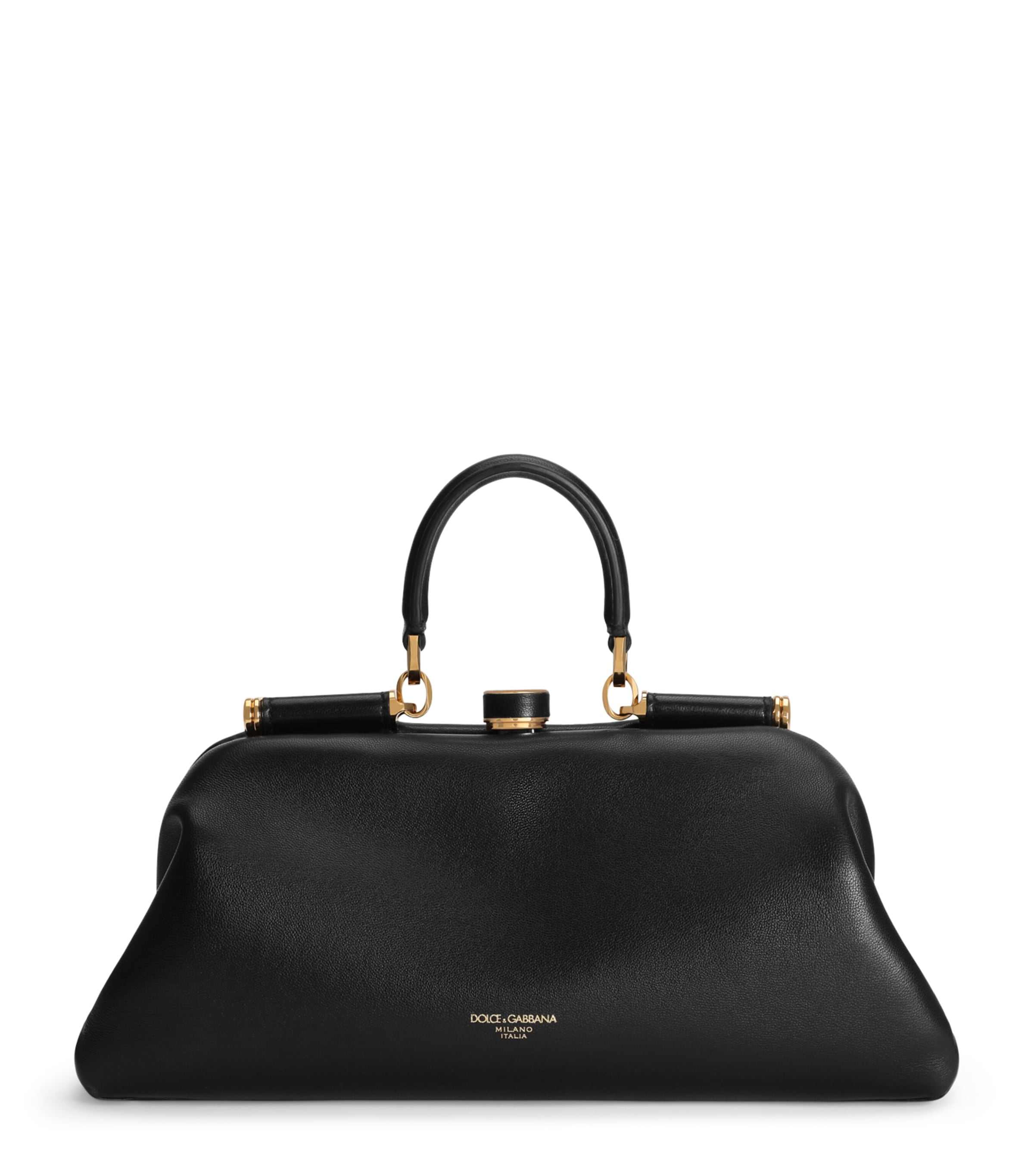 Dolce&Gabbana Medium Leather Grandma Top-Handle Bag Black