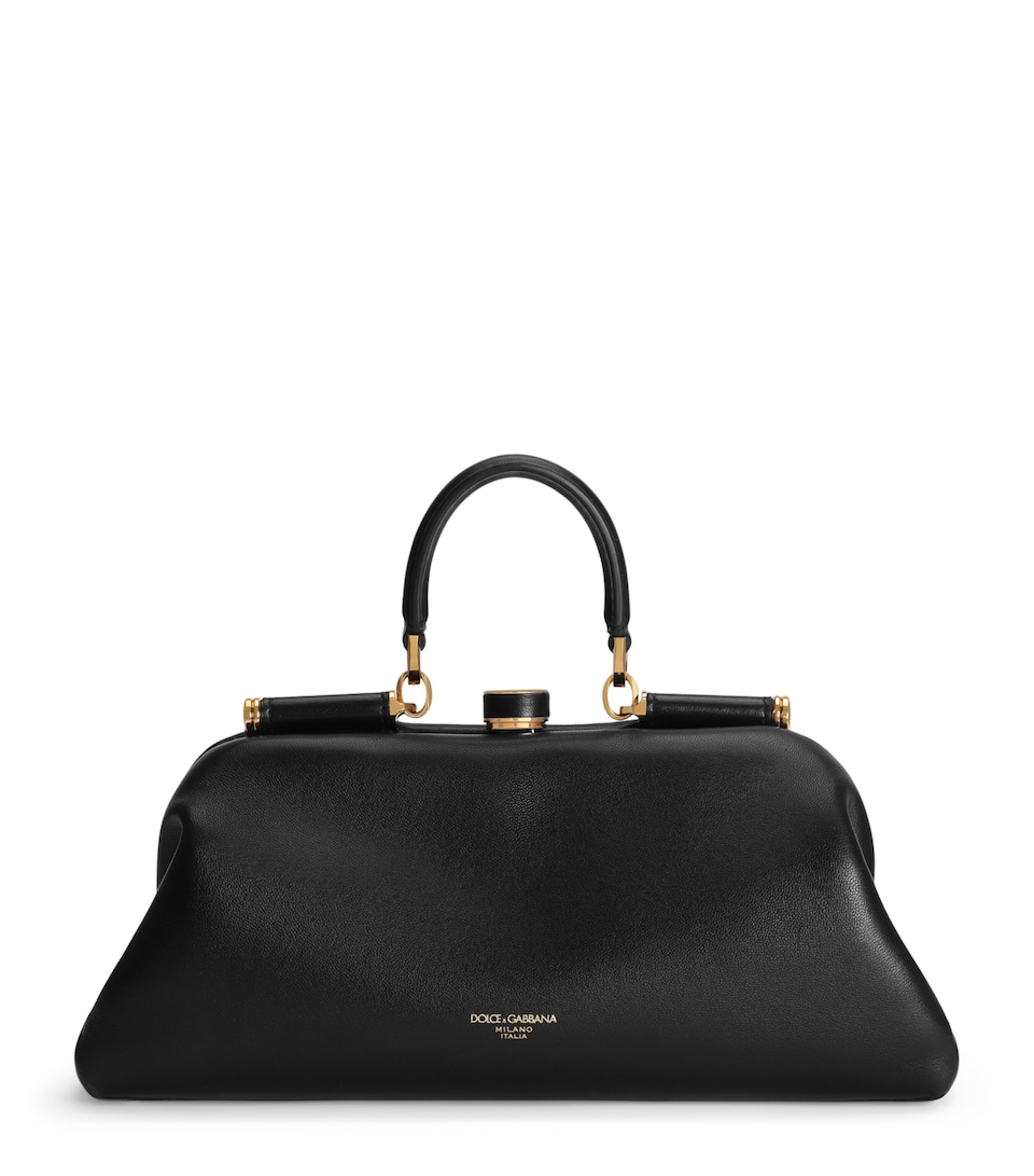 Dolce&Gabbana Medium Leather Grandma Top-Handle Bag Black