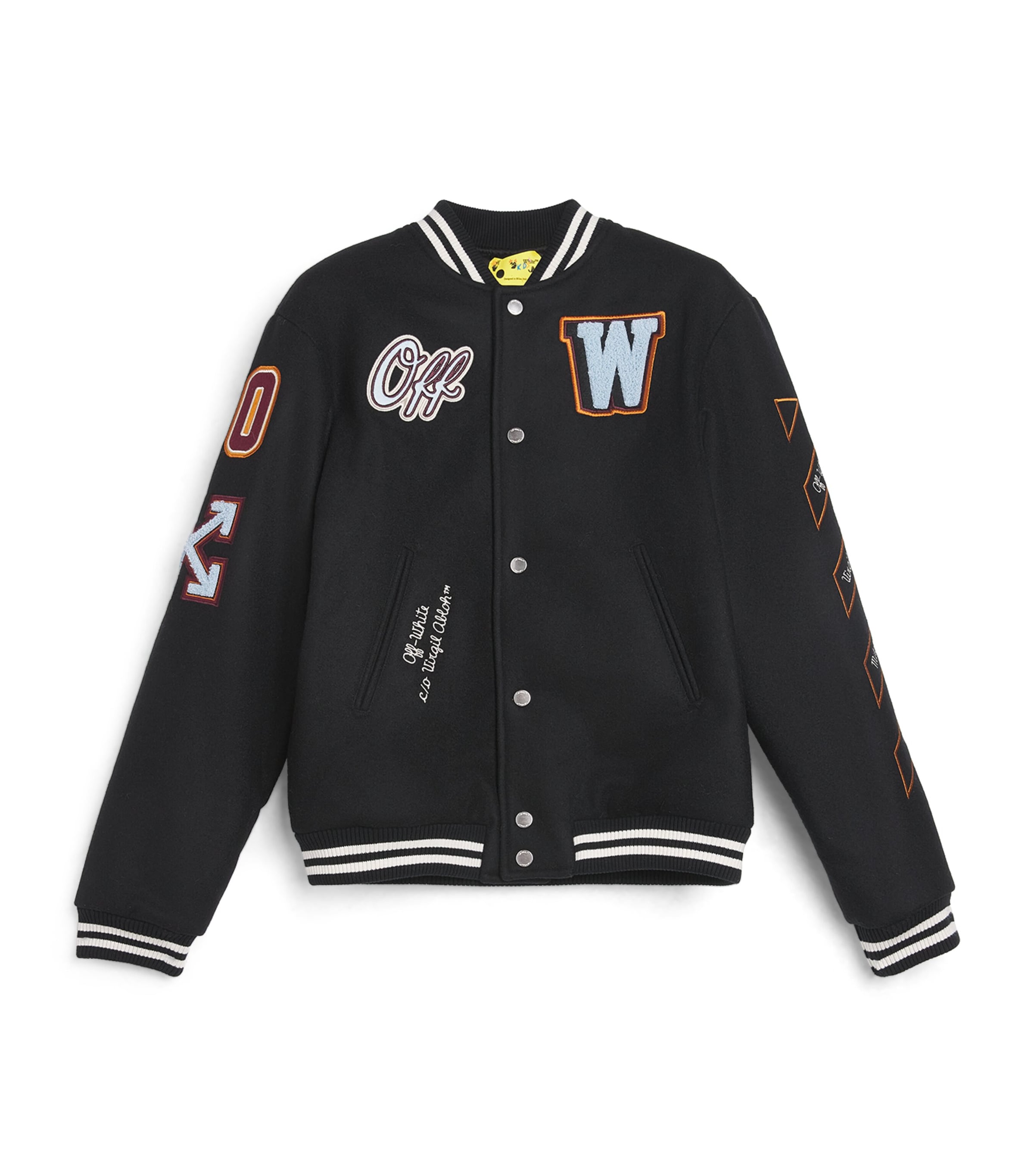 Off-White Kids Wool-Blend Patch Varsity Jacket (12-16 Years) Black T